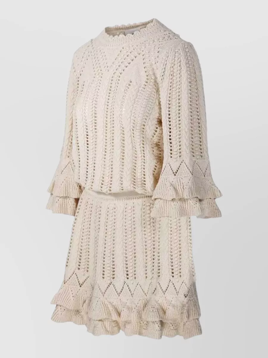 Isabel Marant Etoile Cotton Knitted Ruffled Mini Dress