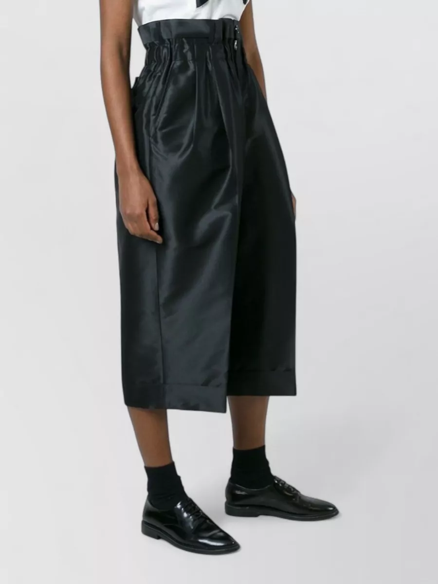 Comme Des Garçons Silk Cropped Pleated Trousers