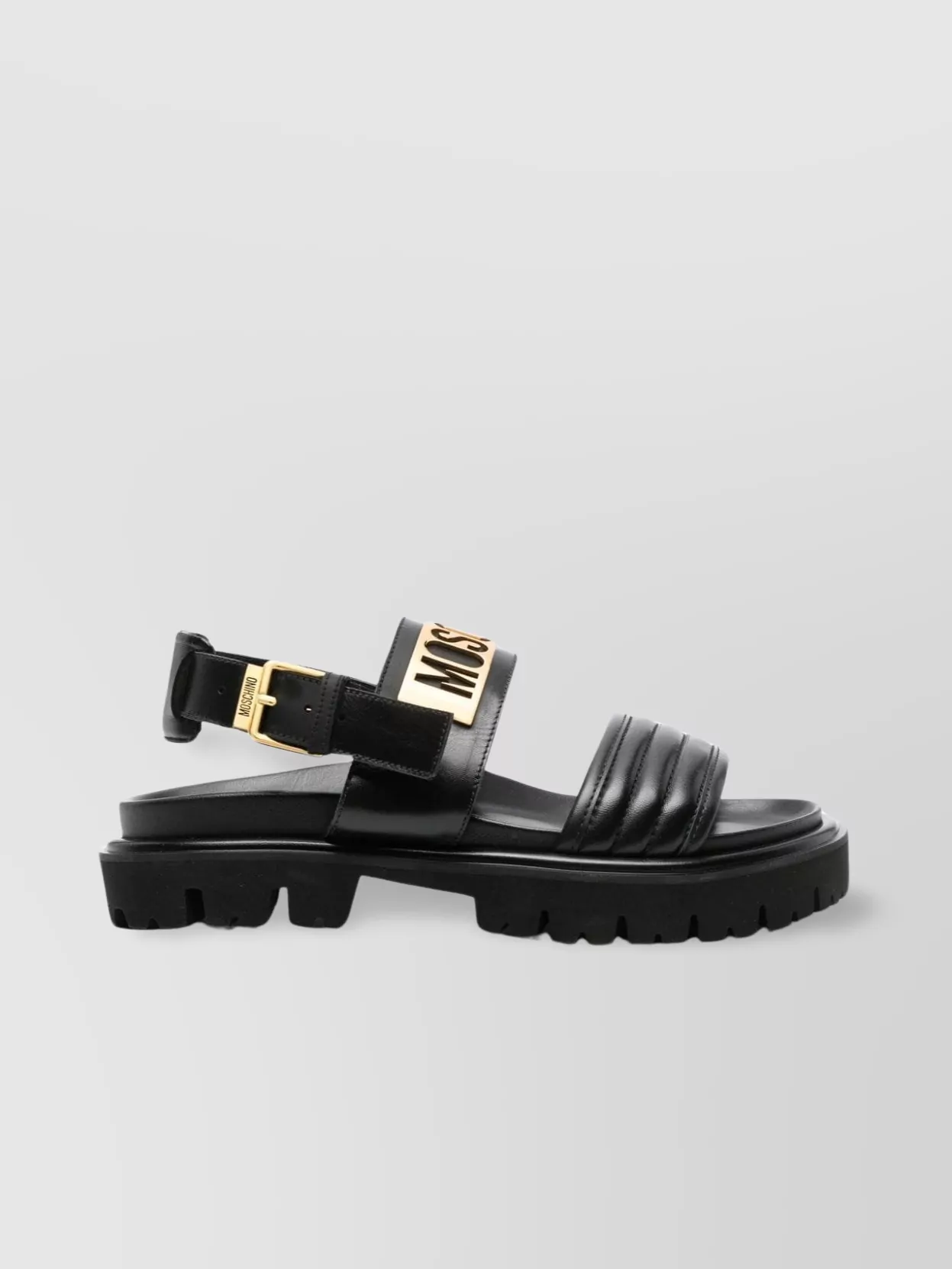 Shop Moschino Lug Sole Strappy Sandals In Black