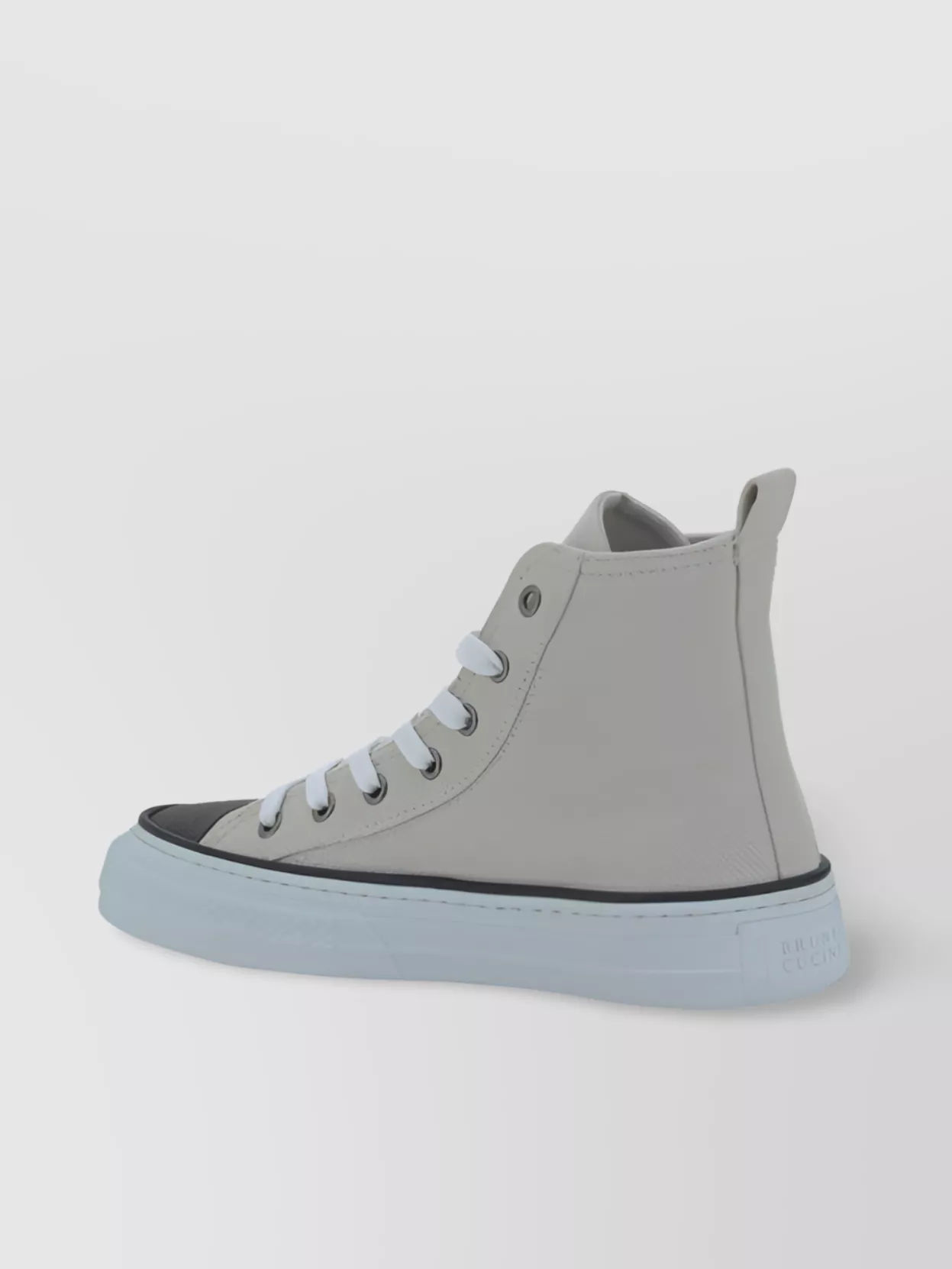 Shop Brunello Cucinelli High-top Cotton Sneakers With Rubber Toe Cap