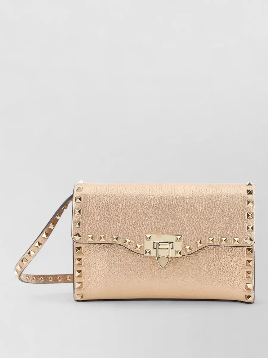 Valentino Garavani Rockstud Spike Laminated Leather Clutch Bag