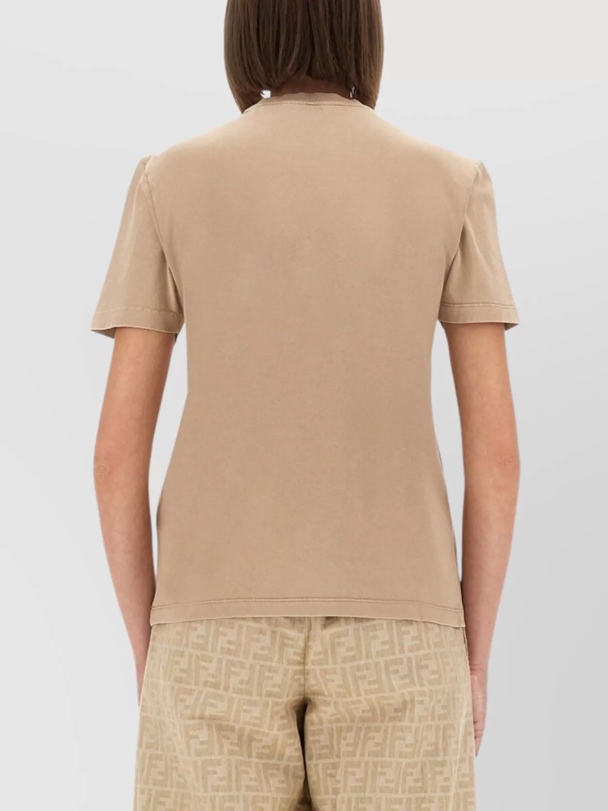 Fendi Classic Crew Neck T-shirt With Embossed Logo Detail In Gold