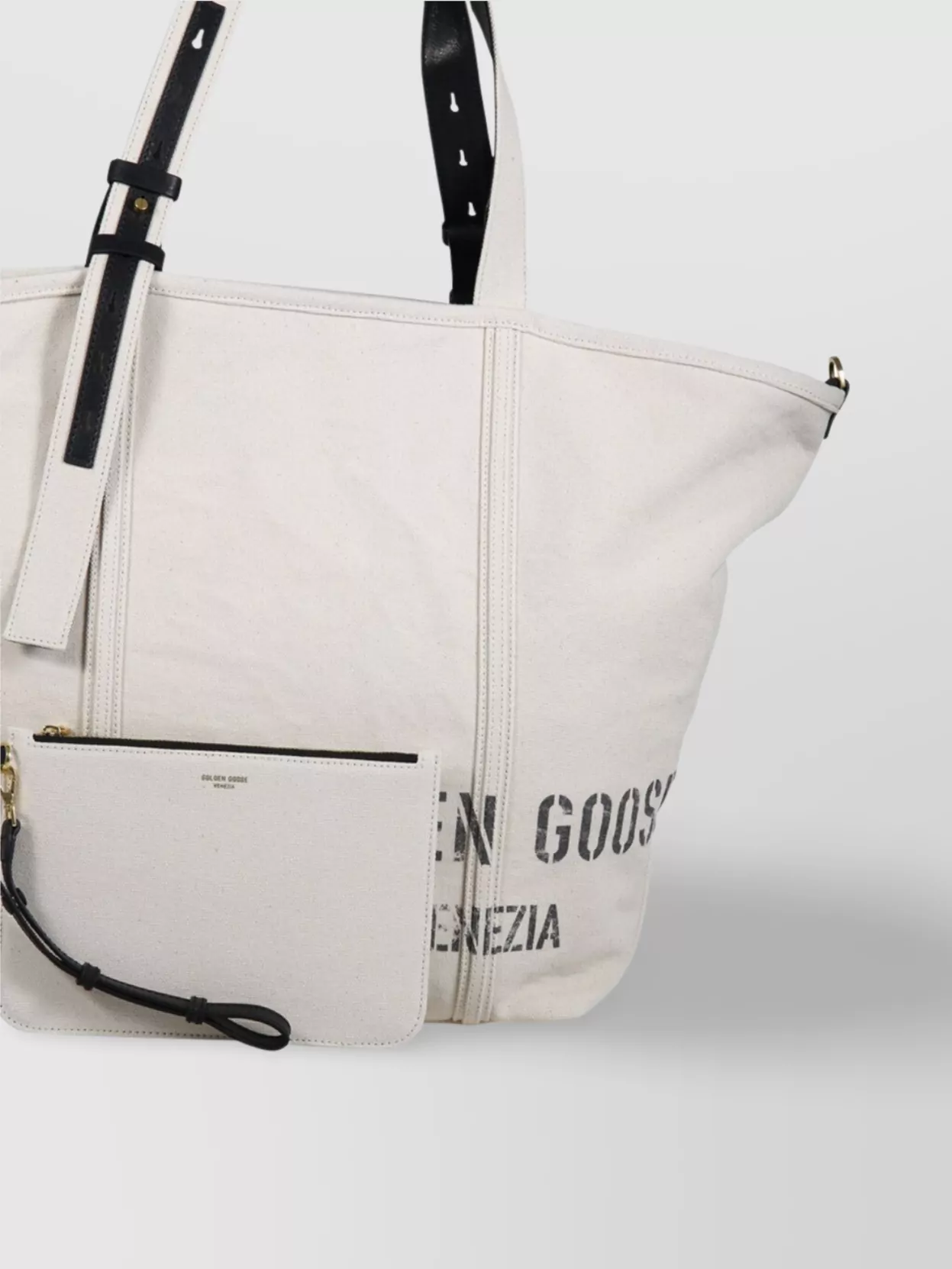Golden Goose Spacious Beige Handbag With Dual Handles And Adjustable Strap