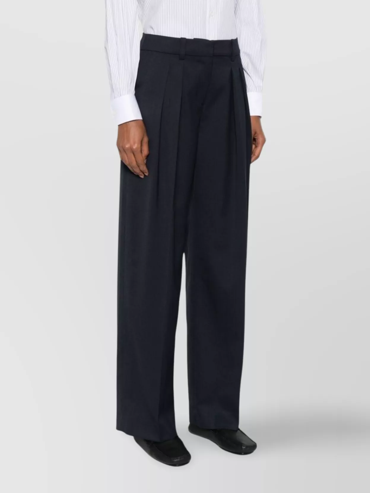THE FRANKIE SHOP WOOL BLEND WIDE LEG TROUSERS WITH BELT LOOPS