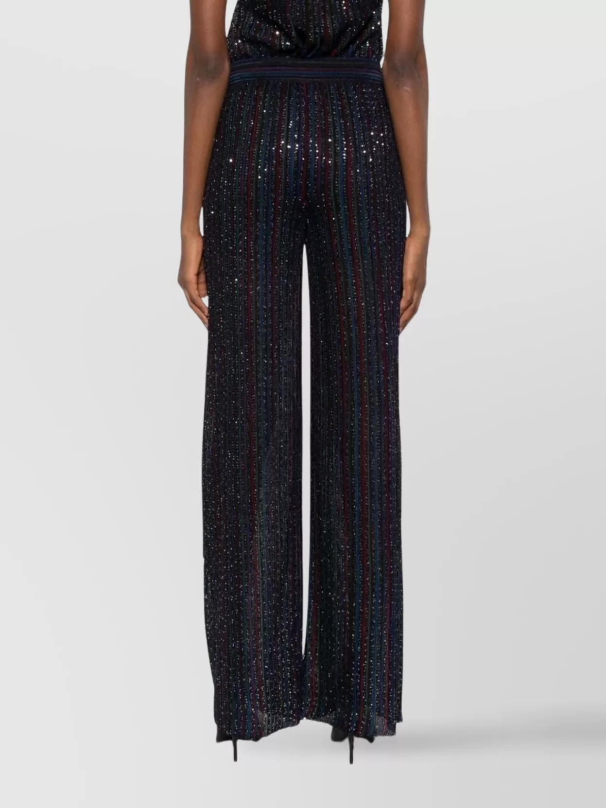 Missoni Wide-Leg High Waist Striped Sequin Trousers