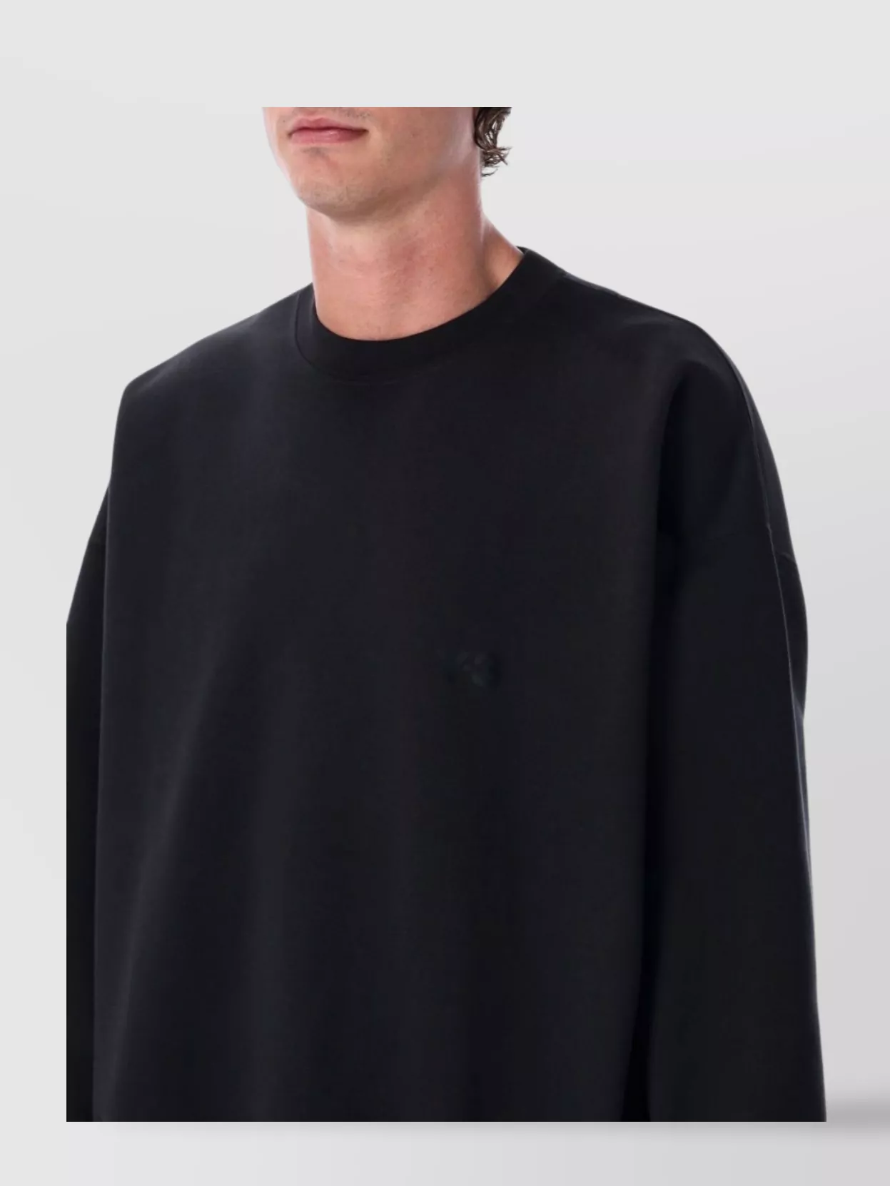 Y-3 Logo Crew Neck Sweater With Ribbed Cuffs