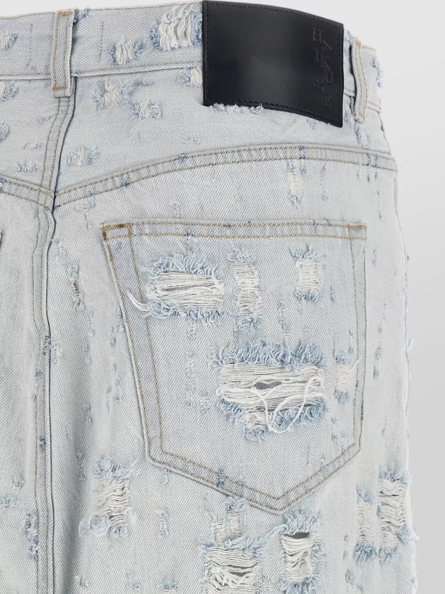 Haikure Denim Destroyed Maxi Skirt