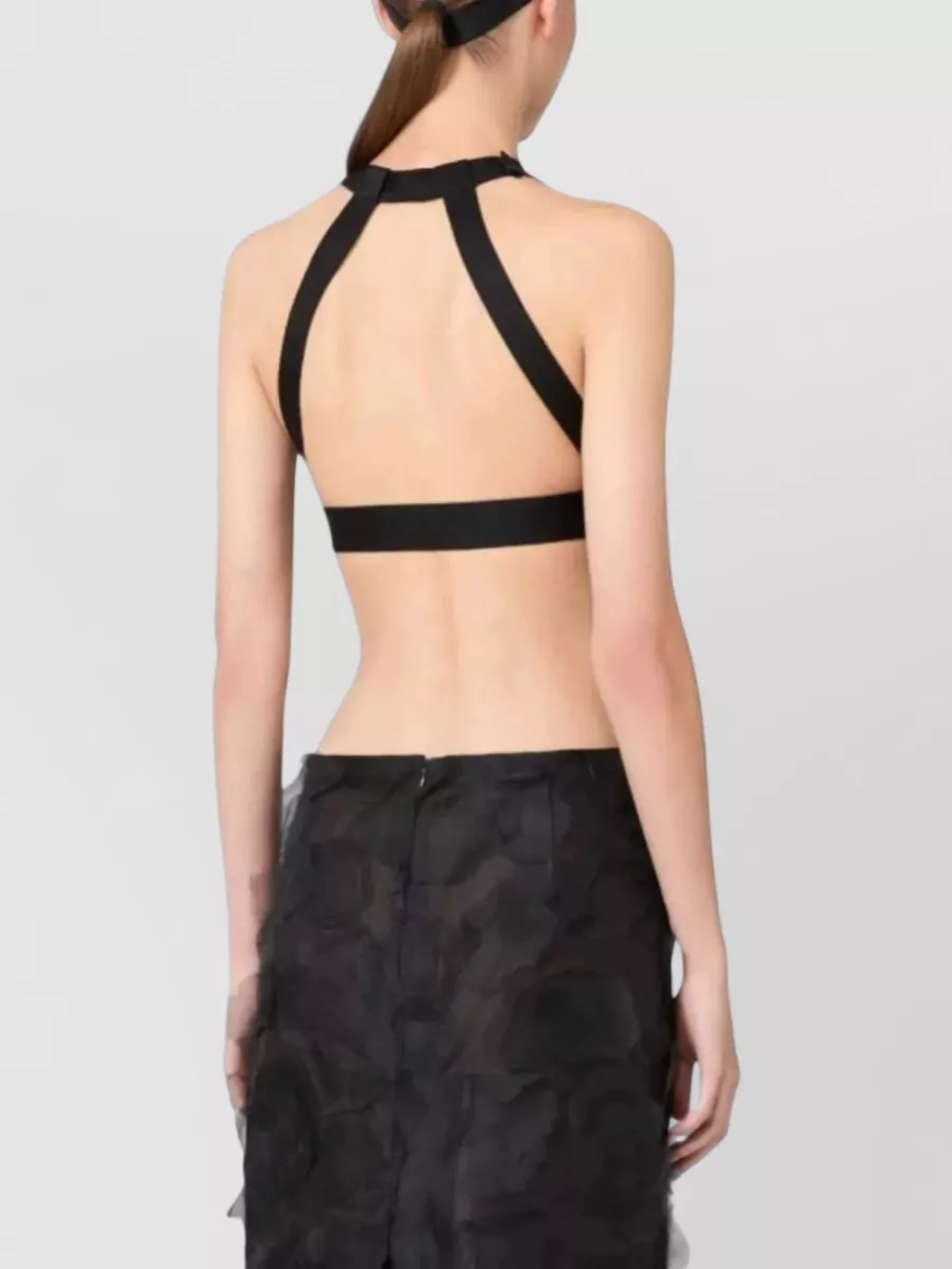 Max Mara Silk Sleeveless Cutout Cropped Top