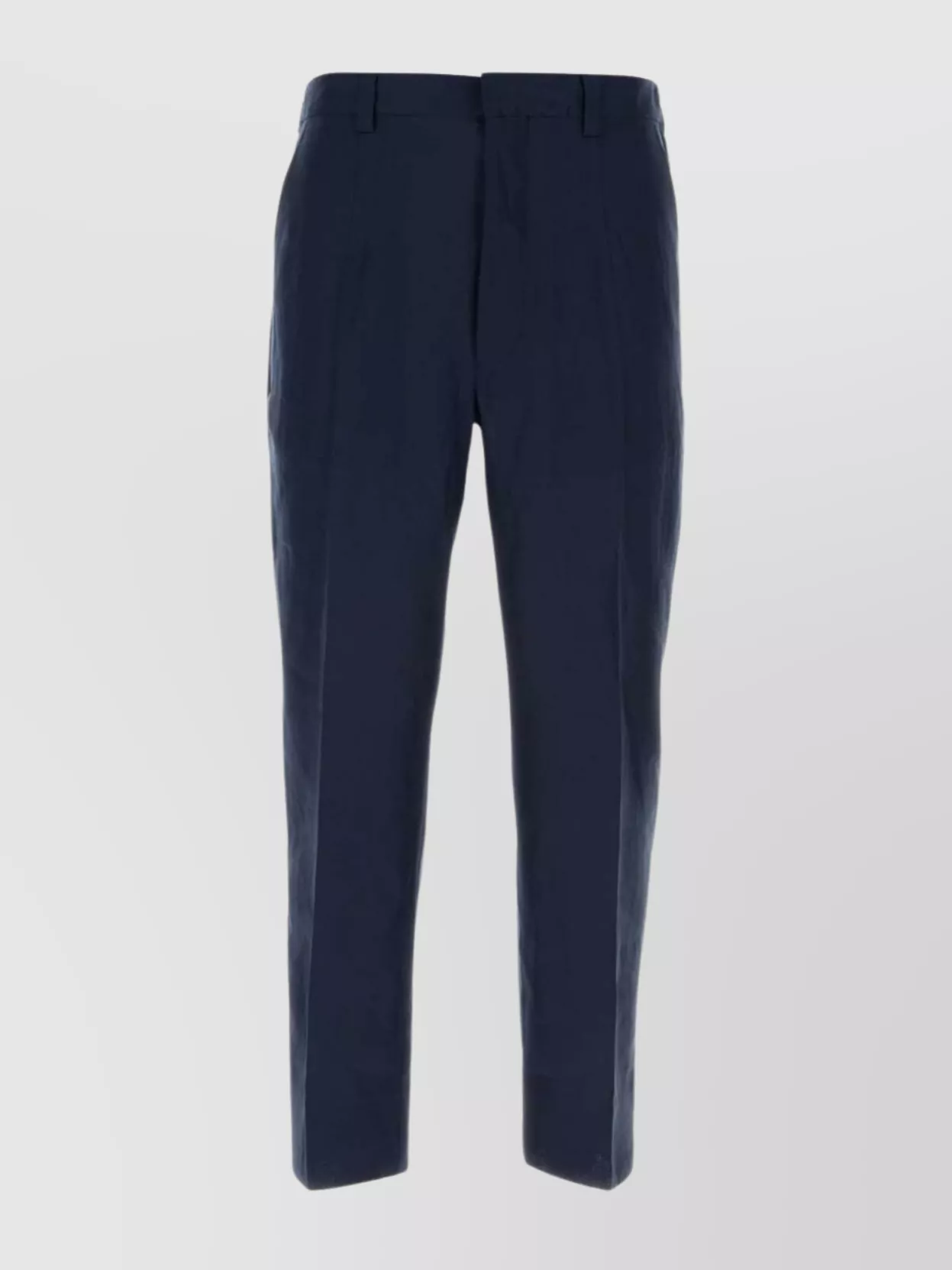 Shop Prada Linen Trousers With Back And Side Pockets