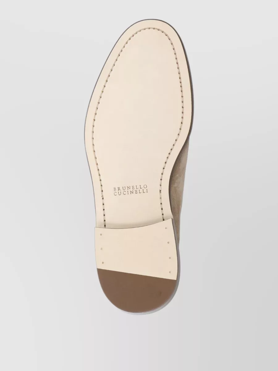 Brunello Cucinelli Suede Lace Up Leather Sole Brogues