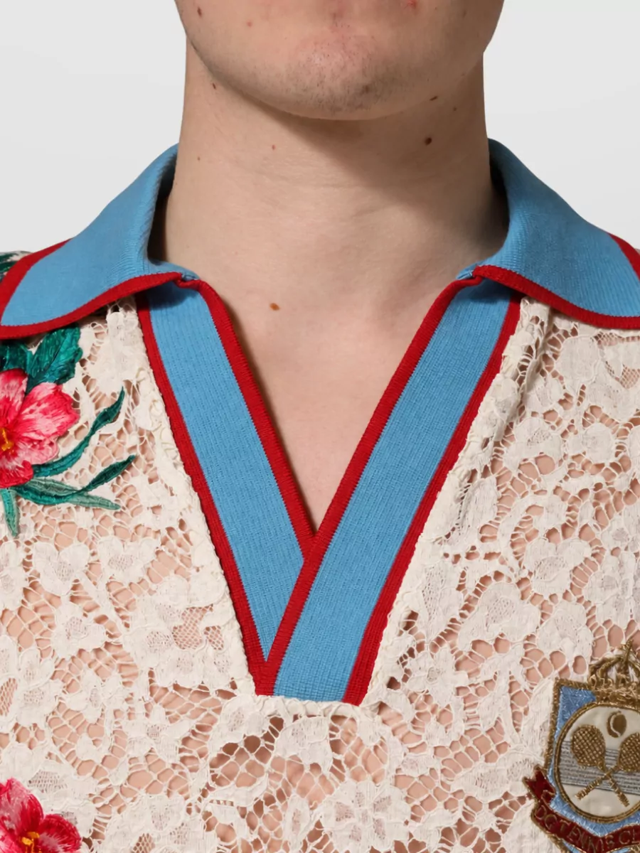 Dolce&Gabbana Floral Lace Polo Shirt