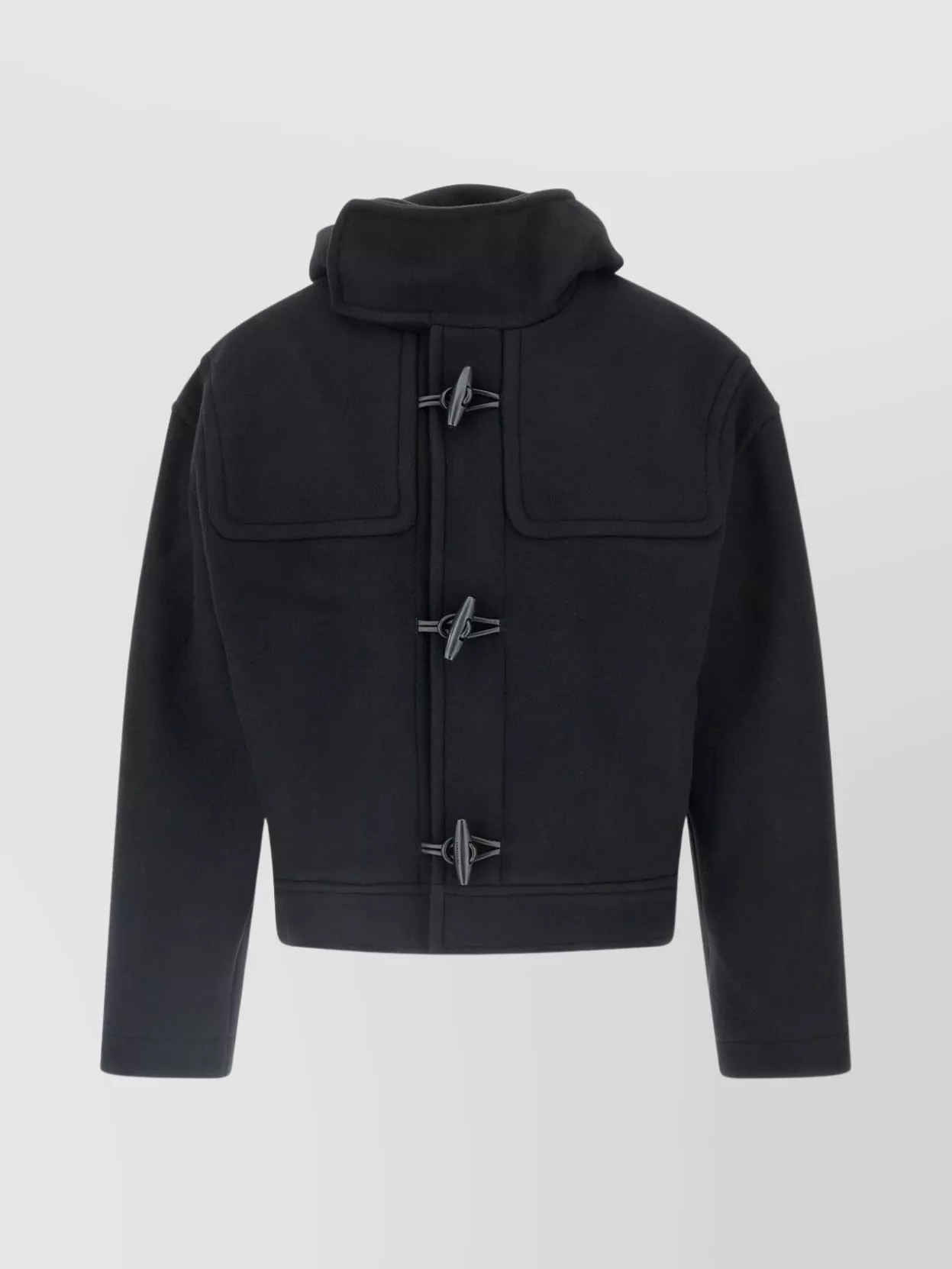 Jacquemus Cabana Duffle Coat With Hood And Long Sleeves In Black