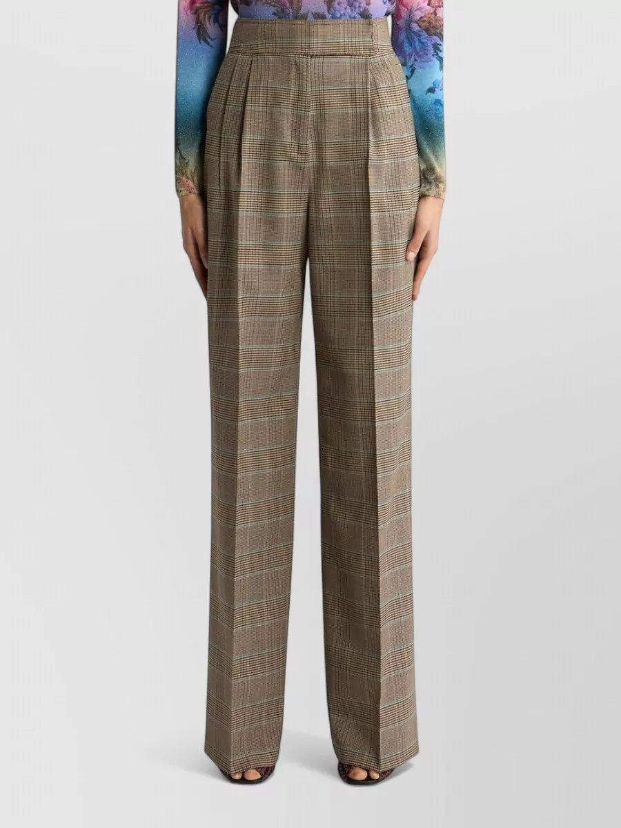 Etro Checked Wool Tailored Trousers
