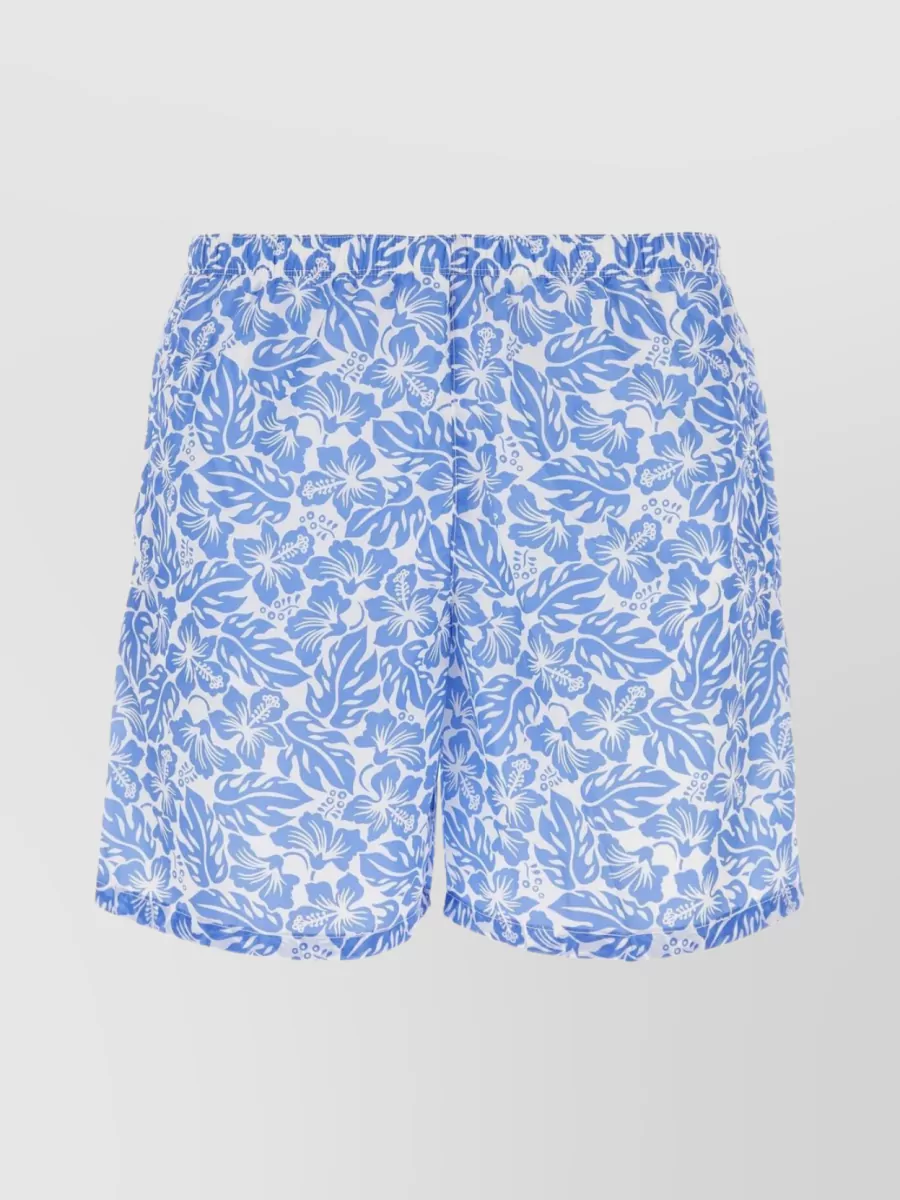 Shop Prada All-over Print Nylon Swim Shorts In Pastel