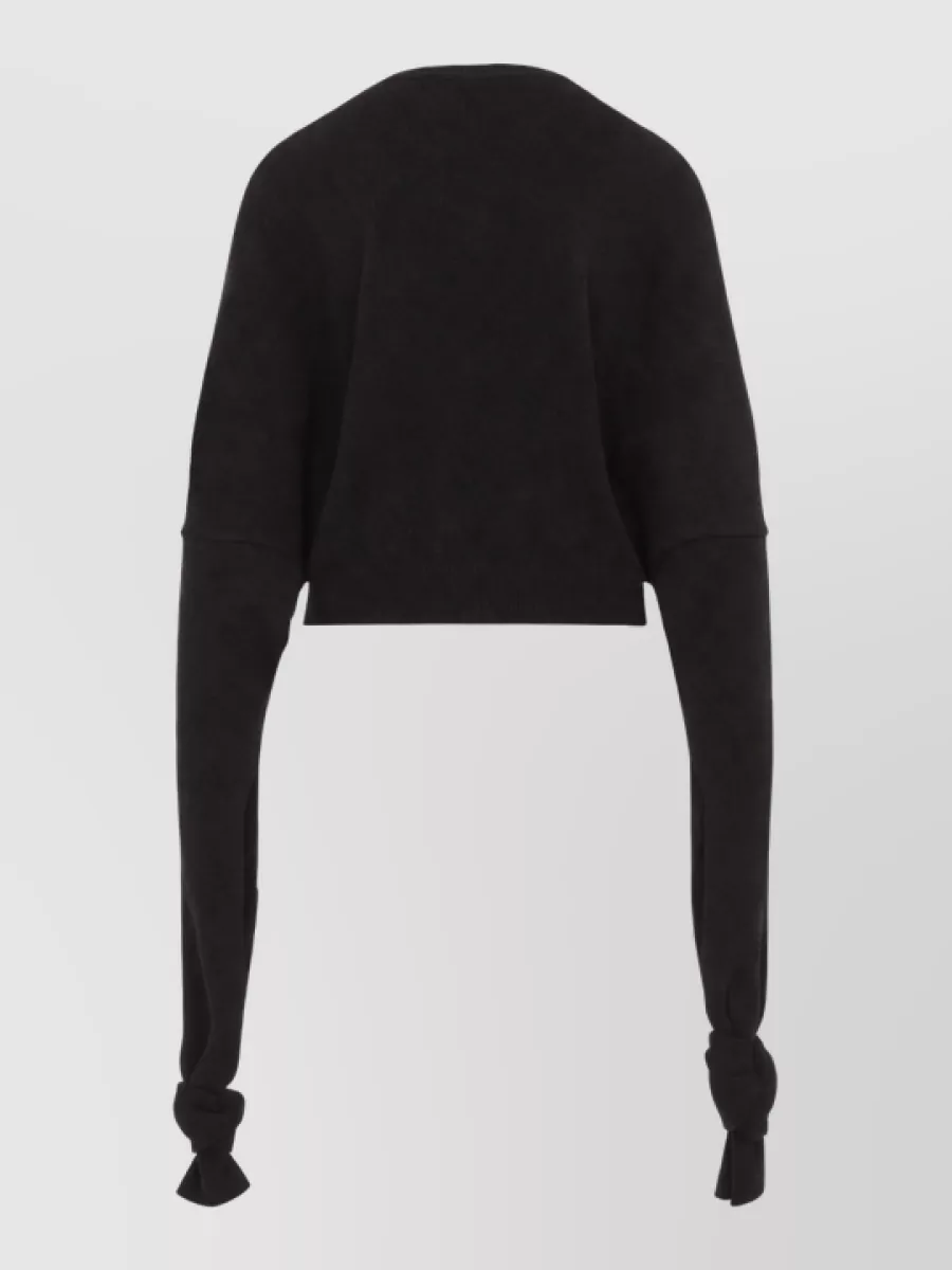 Jacquemus Cashmere Batwing-Sleeve Cropped Sweater