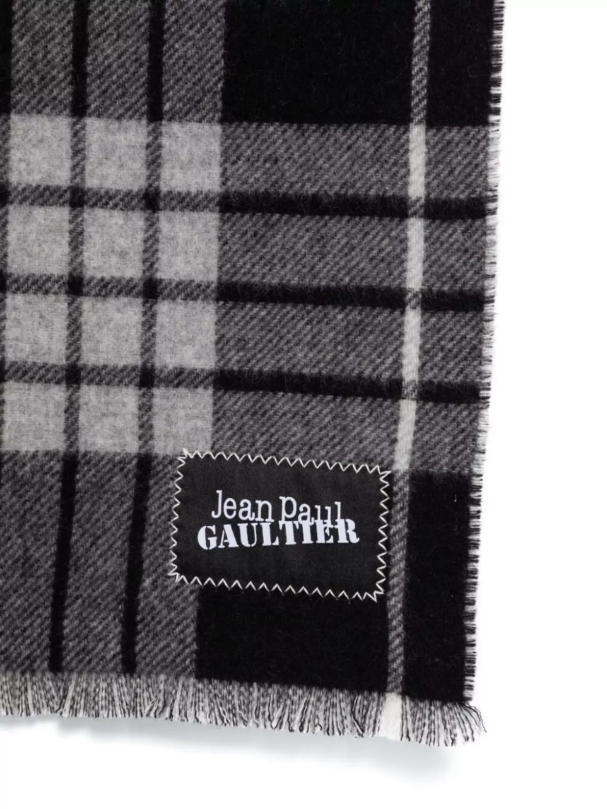 Jean Paul Gaultier Checkered Wool Scarf Logo