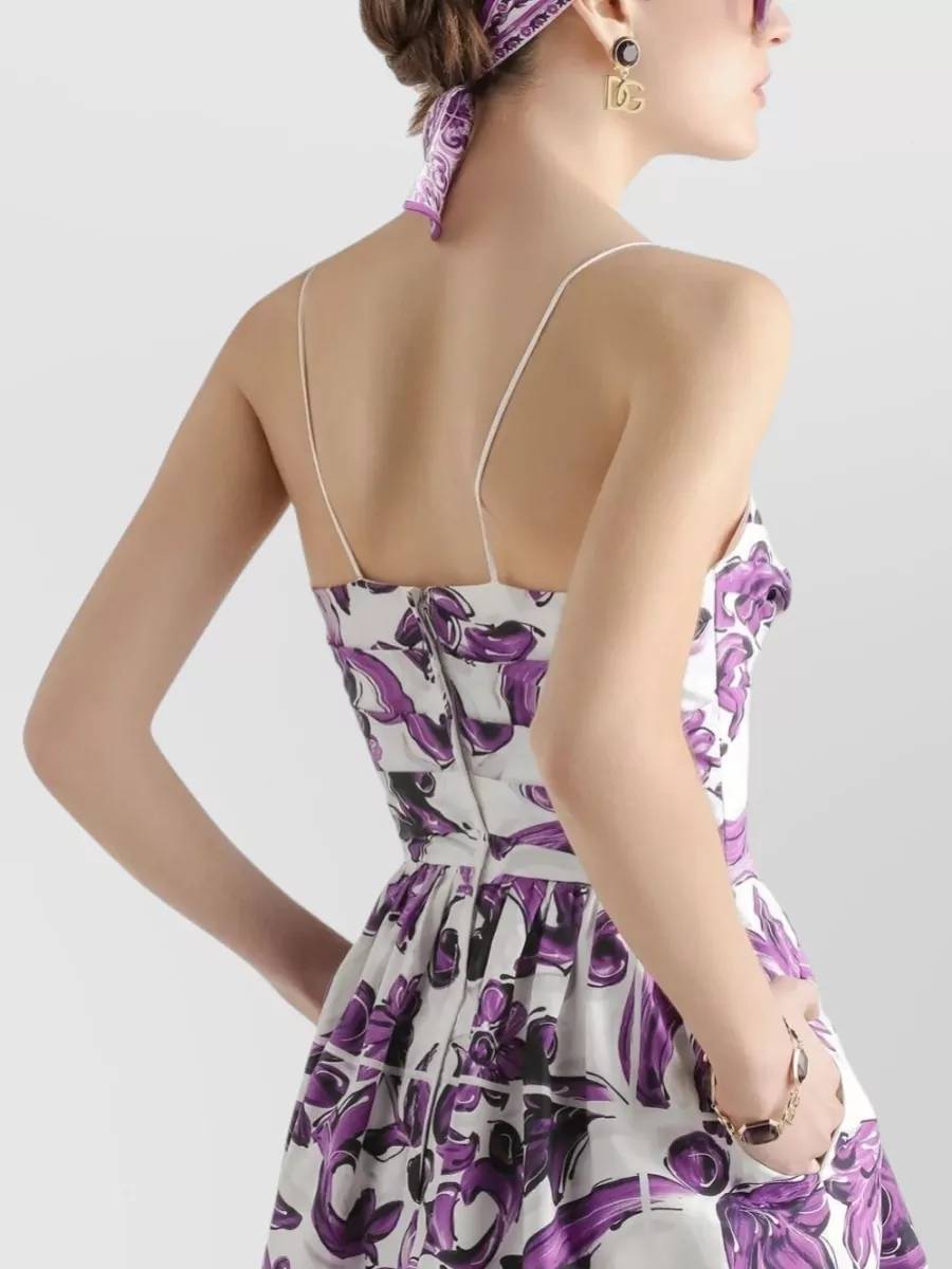 Dolce&Gabbana Short Dress V Neckline Pleated Skirt