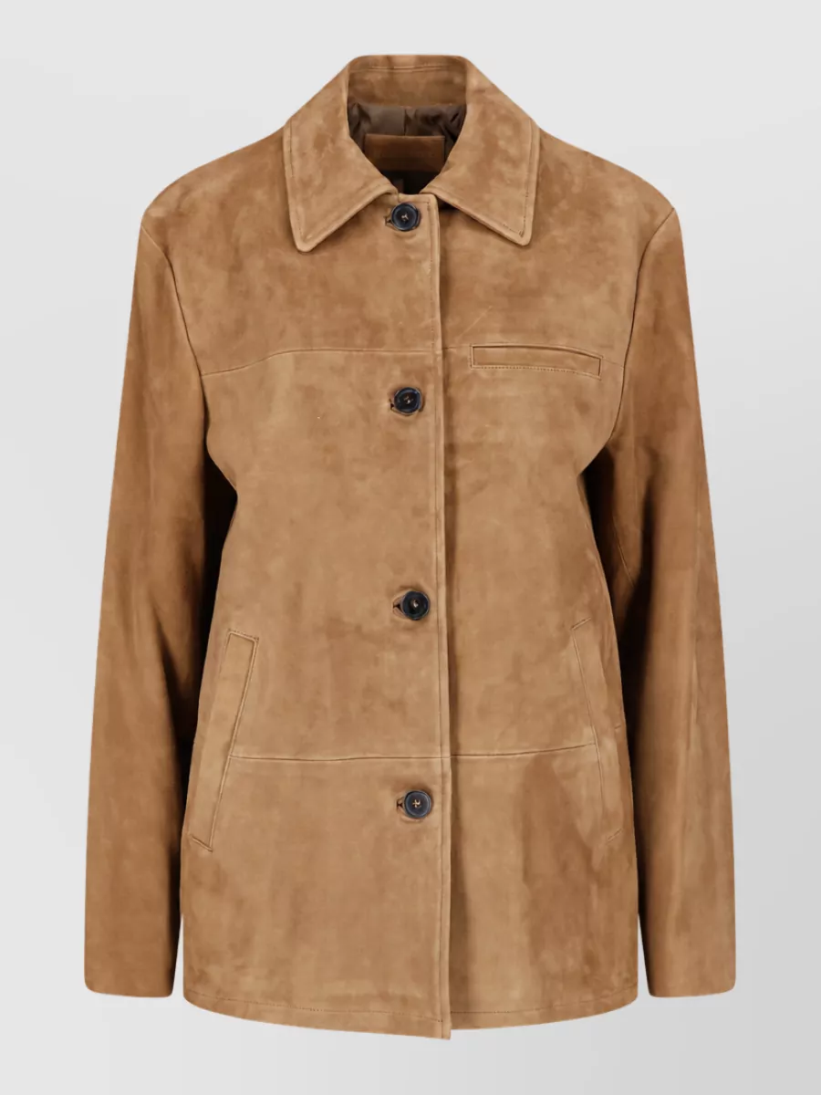 Low Classic leather single-breasted coat