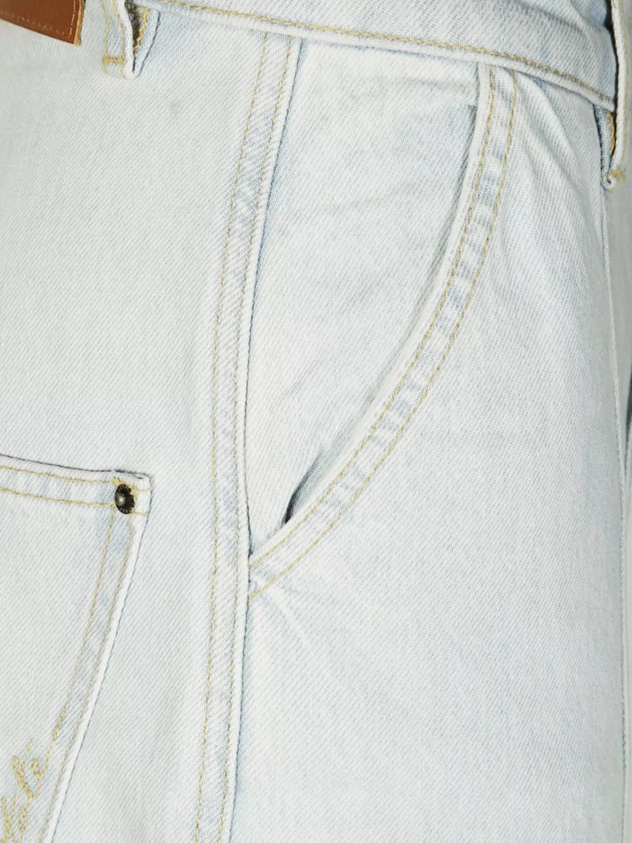 Rotate Birger Christensen Cargo Denim Pants Contrast Stitching