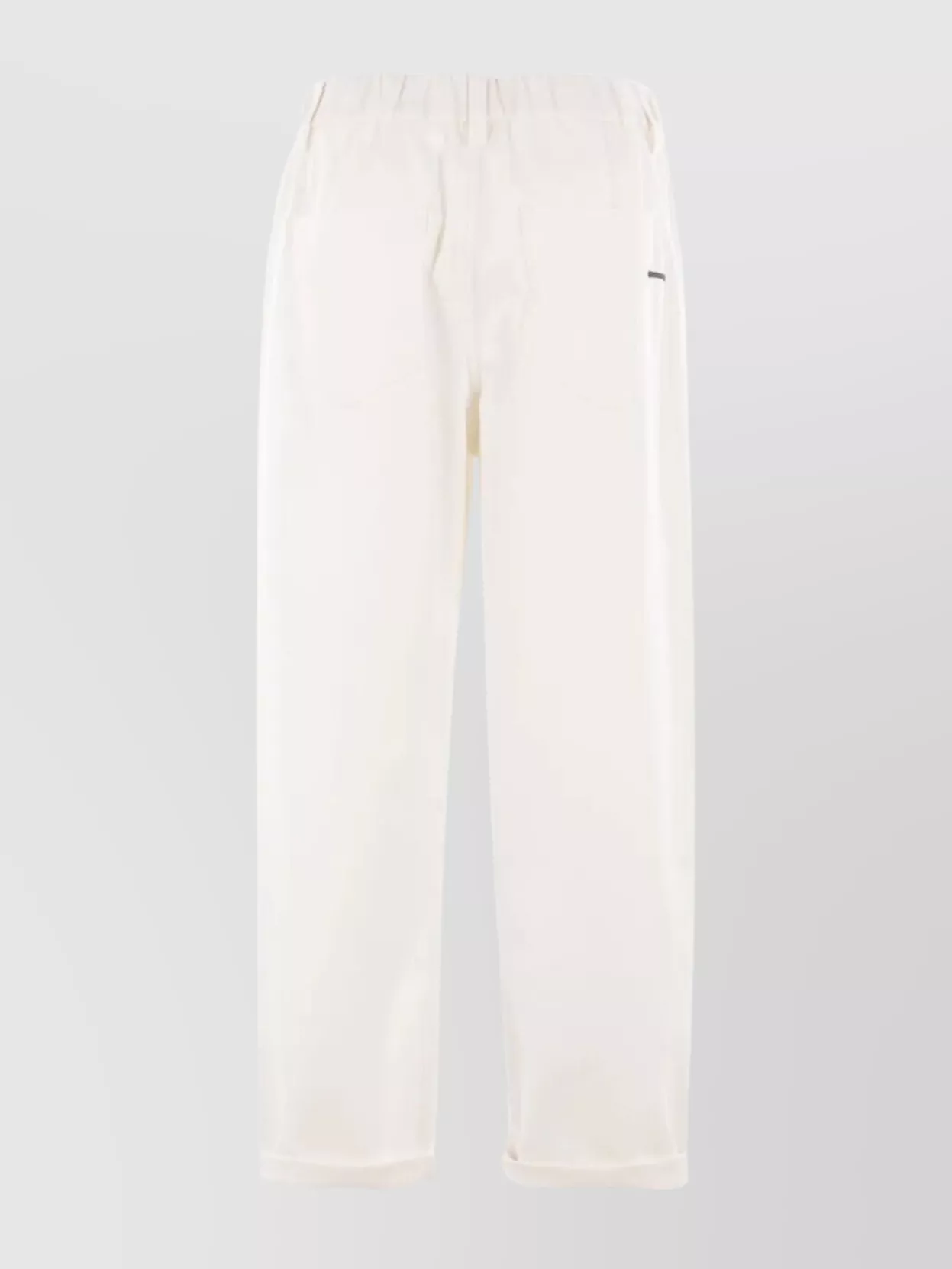 Brunello Cucinelli Gy Pull-on Pant In Stretch Cotton Cover With Shiny Bartack Clothing In White