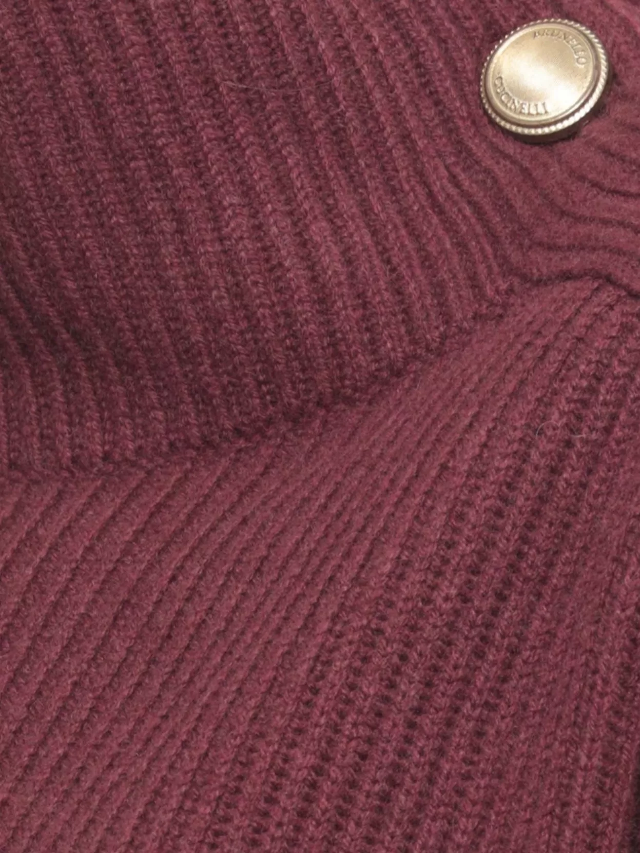 Brunello Cucinelli Button Detail Turtleneck Knitwear Top In Burgundy