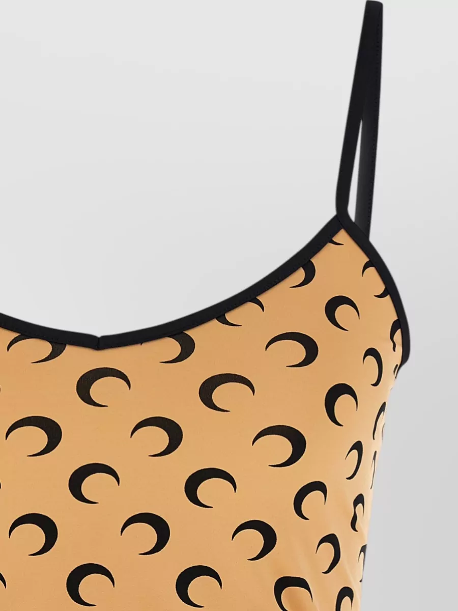 Marine Serre Printed V-Neck Sleeveless Crop Top