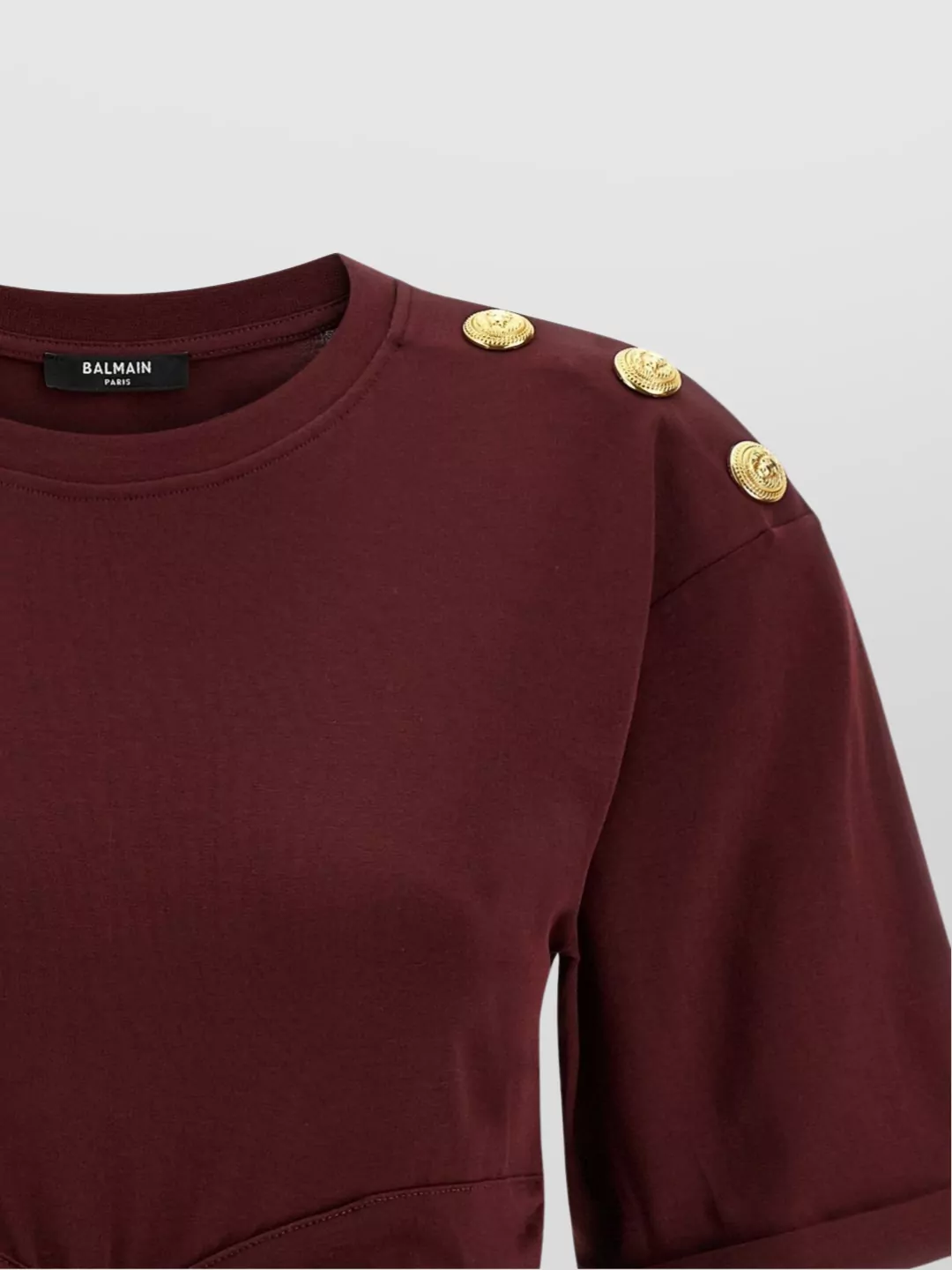 Balmain Cropped T-shirt Featuring Knotted Detail In Burgundy