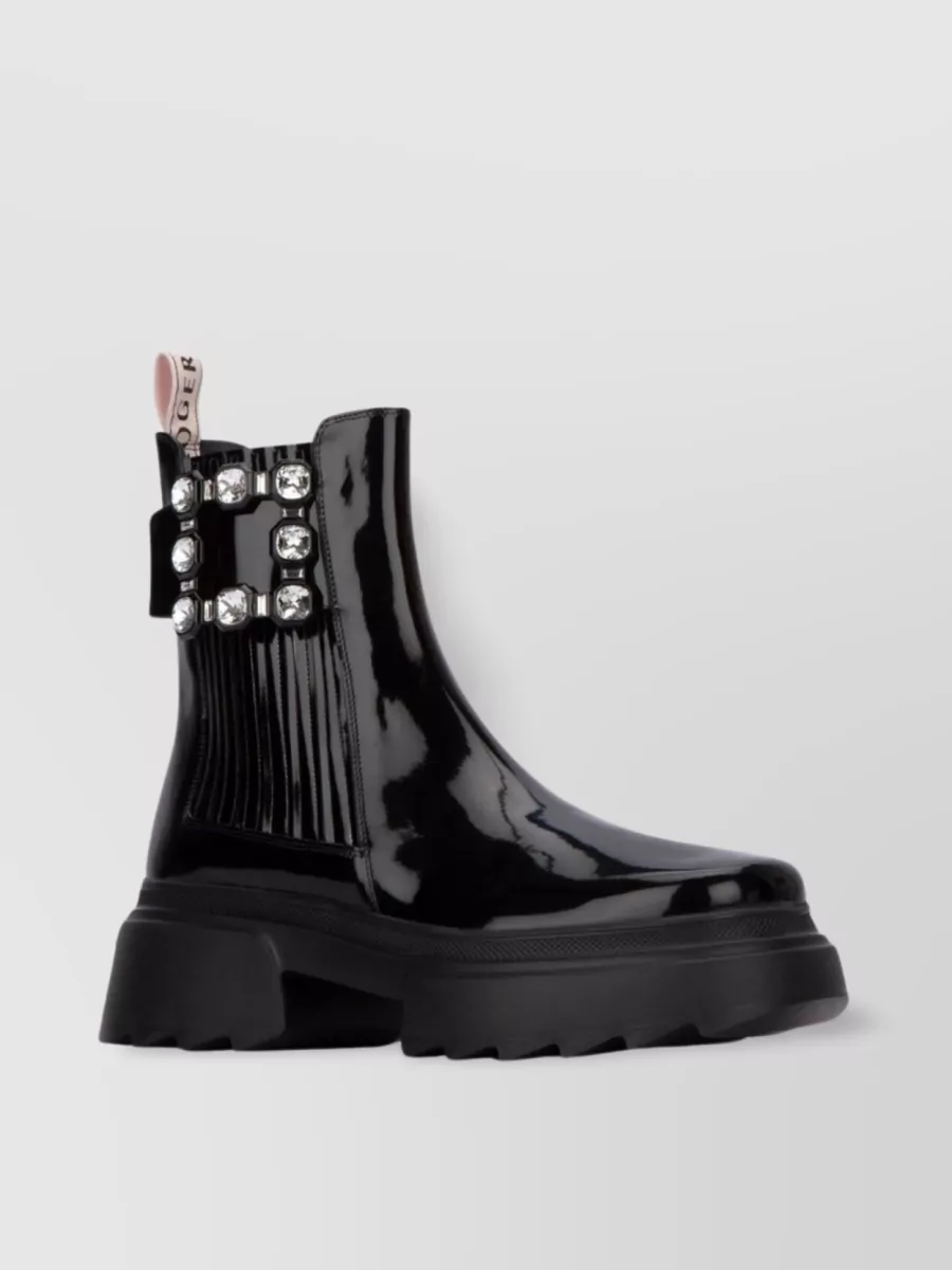 Shop Roger Vivier Sole Detail Patent Boots In Black