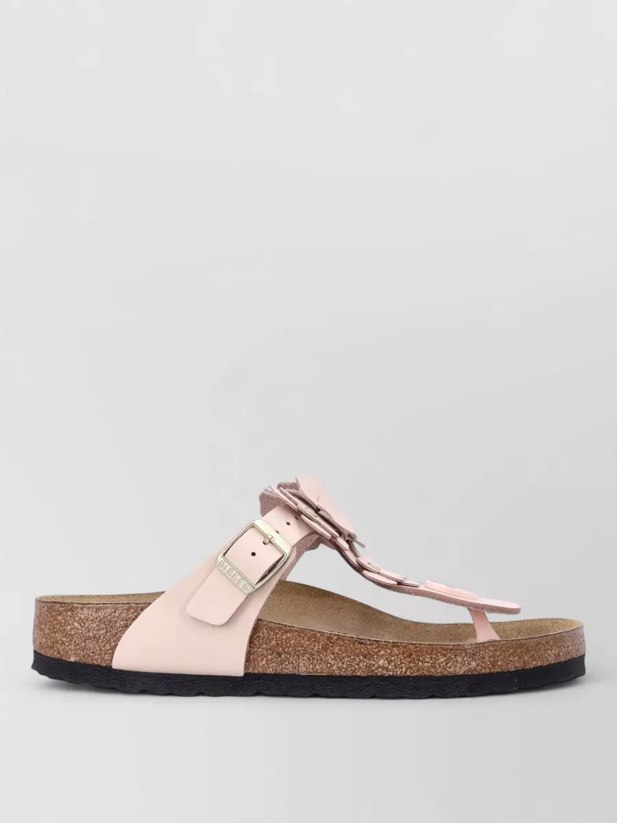 Birkenstock leather floral-appliqué thong sandals