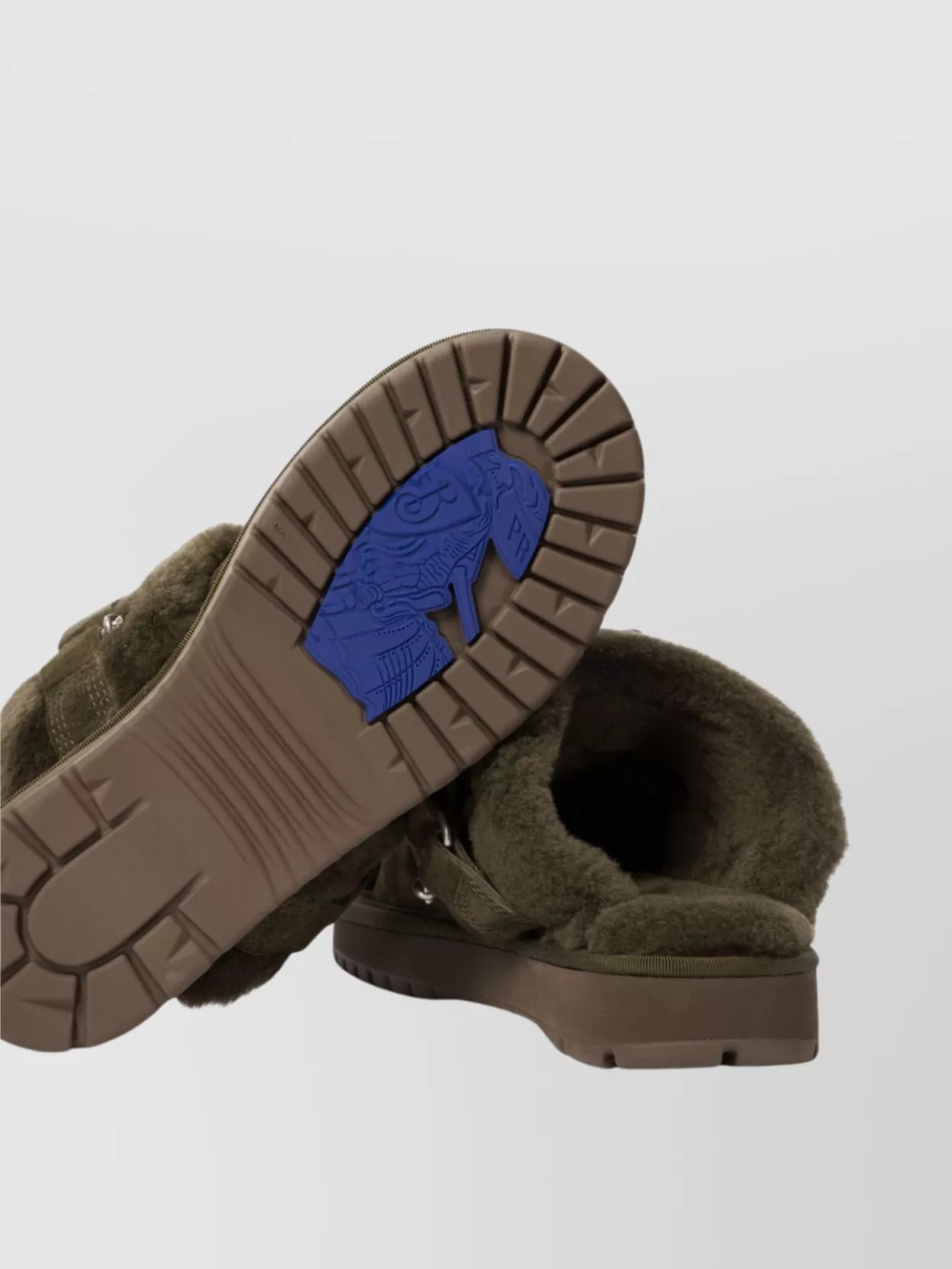 Burberry Womens Khaki Snug Low Sheepskin Mules