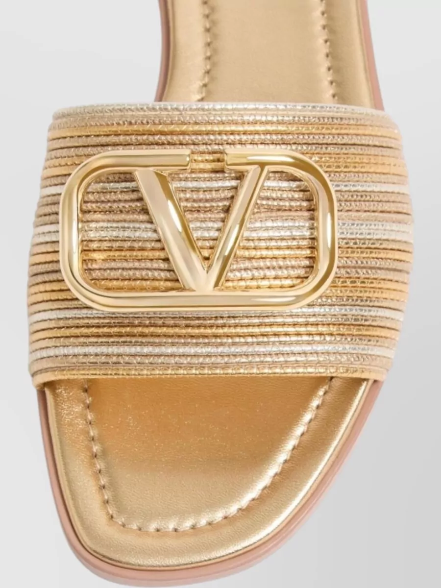 Valentino Garavani Vlogo Signature Leather Sandals Flat Design