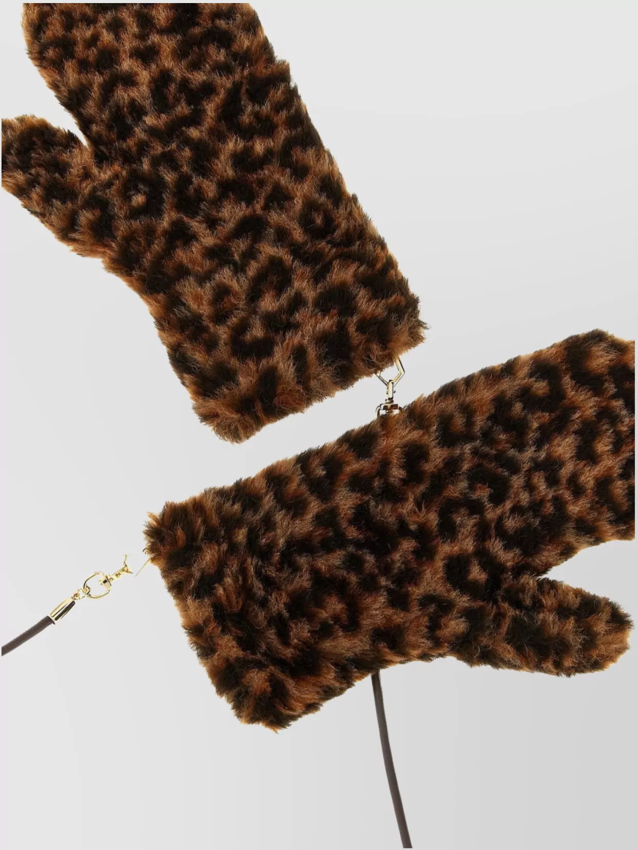 Max Mara Animal Print Mittens Detachable Strap