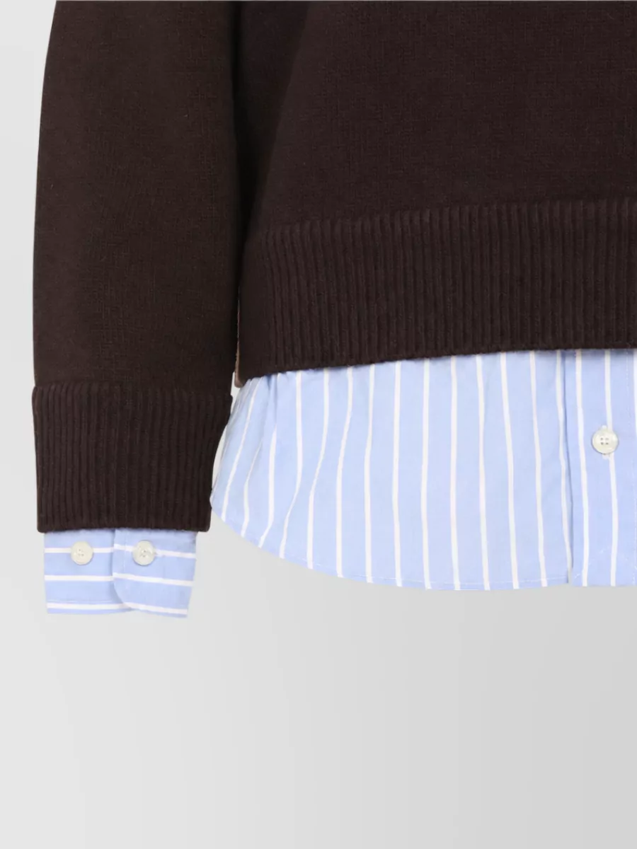 Acne Studios Wool V-Neck Layered Long-Sleeve Sweater
