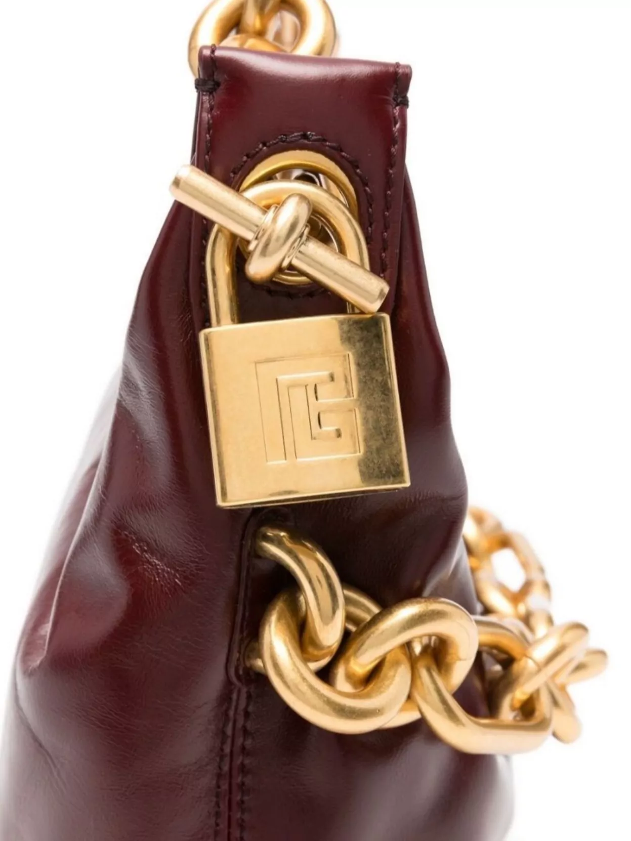 Balmain Medium Leather Shoulder Bag With Chain Strap