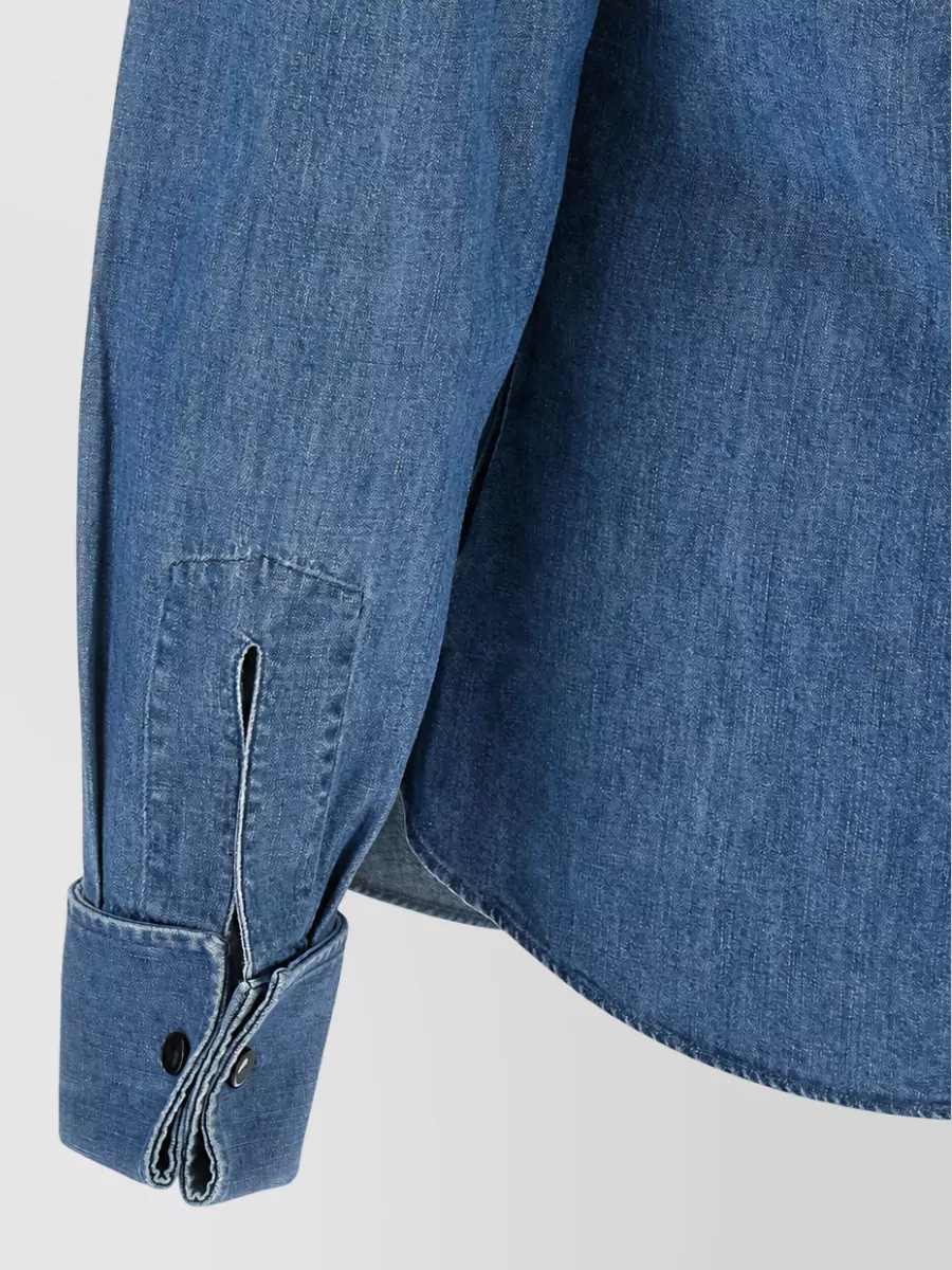 Brunello Cucinelli Denim Slim-Fit Long-Sleeve Shirt