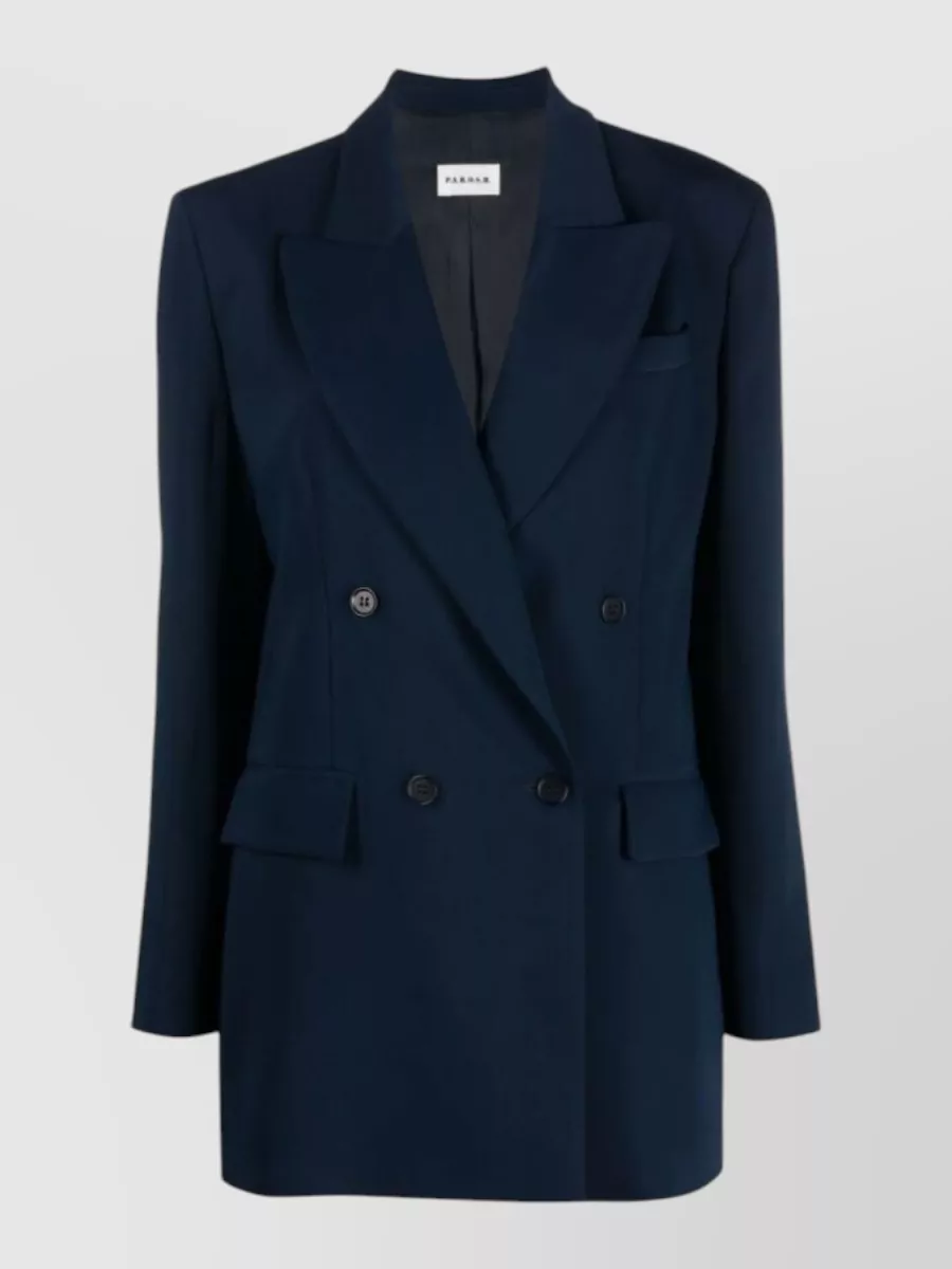 P.a.r.o.s.h Double Breasted Jacket Notch Lapels Buttons In Blue