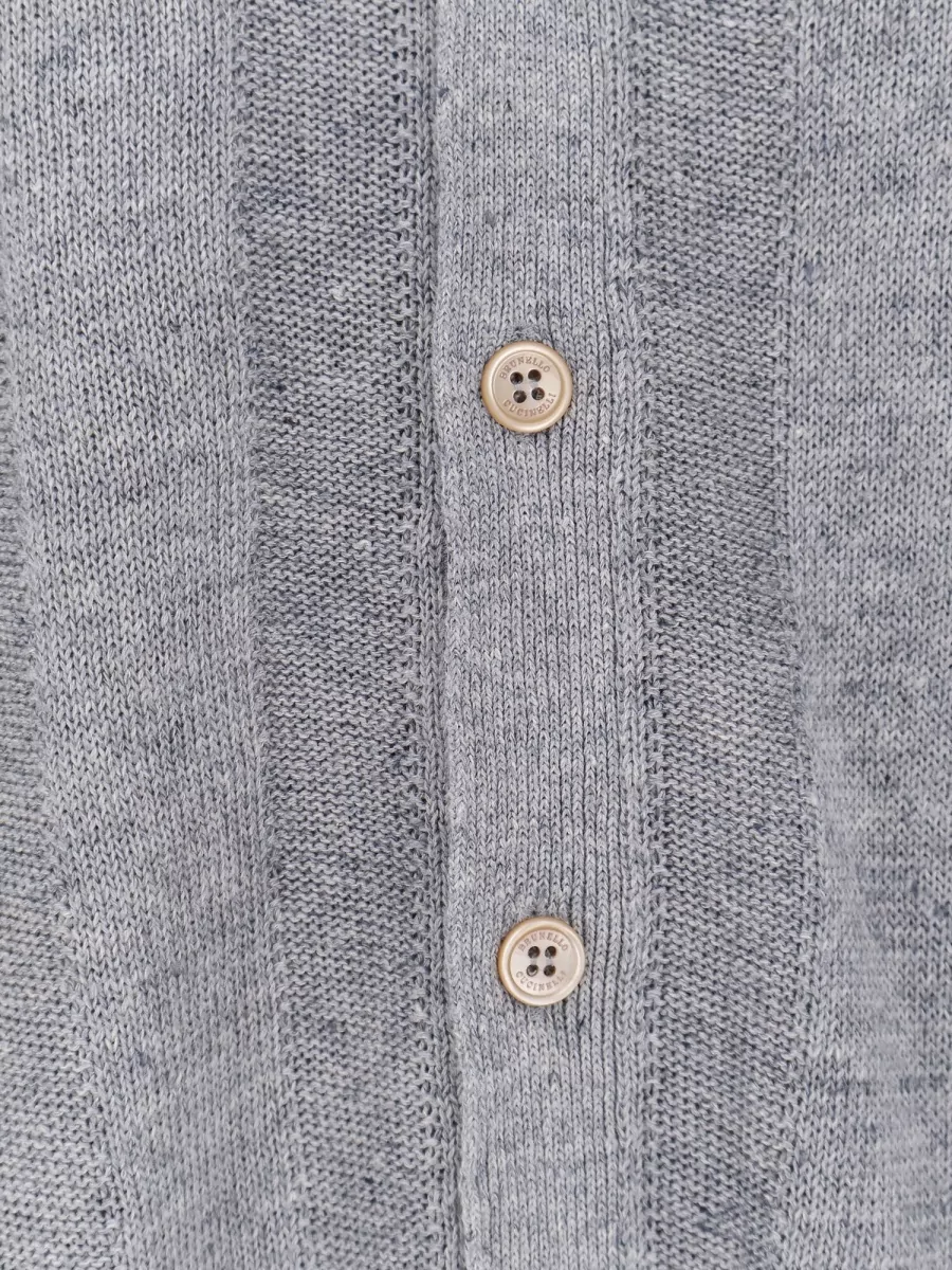 Brunello Cucinelli Ribbed Linen And Cotton Blend Short-Sleeve Polo Shirt