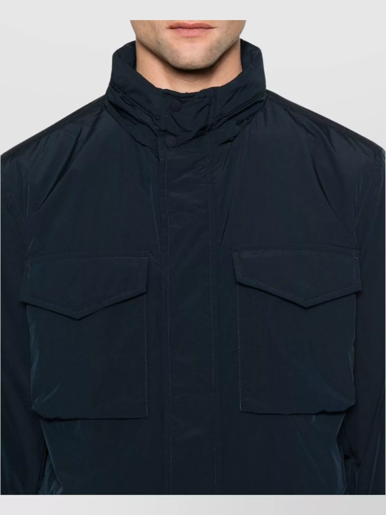 Tommy Hilfiger Front Flap Pockets High Collar Jacket