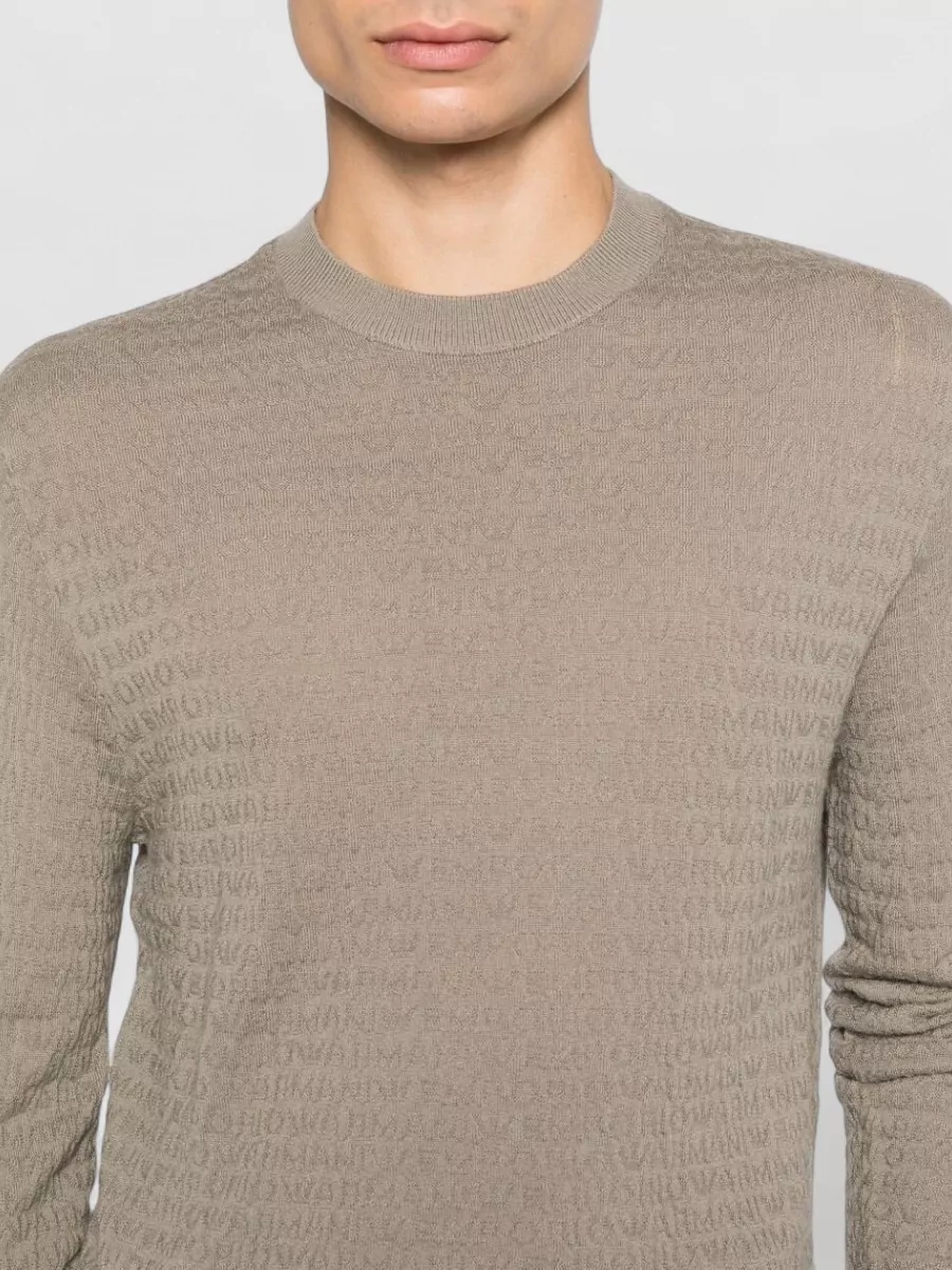 Emporio Armani Wool Crew Neck Textured Knit Sweater