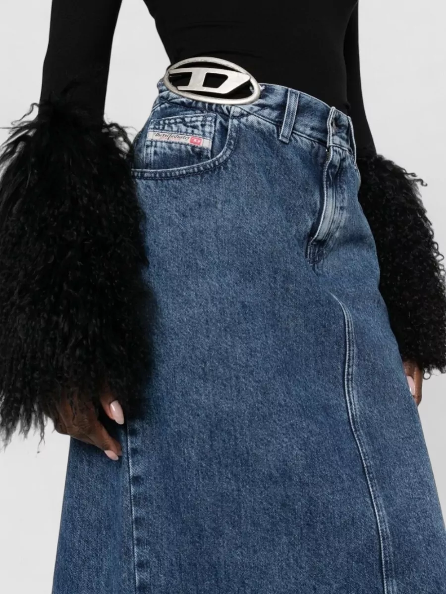 Diesel Midi Denim Skirt Five Pocket Design