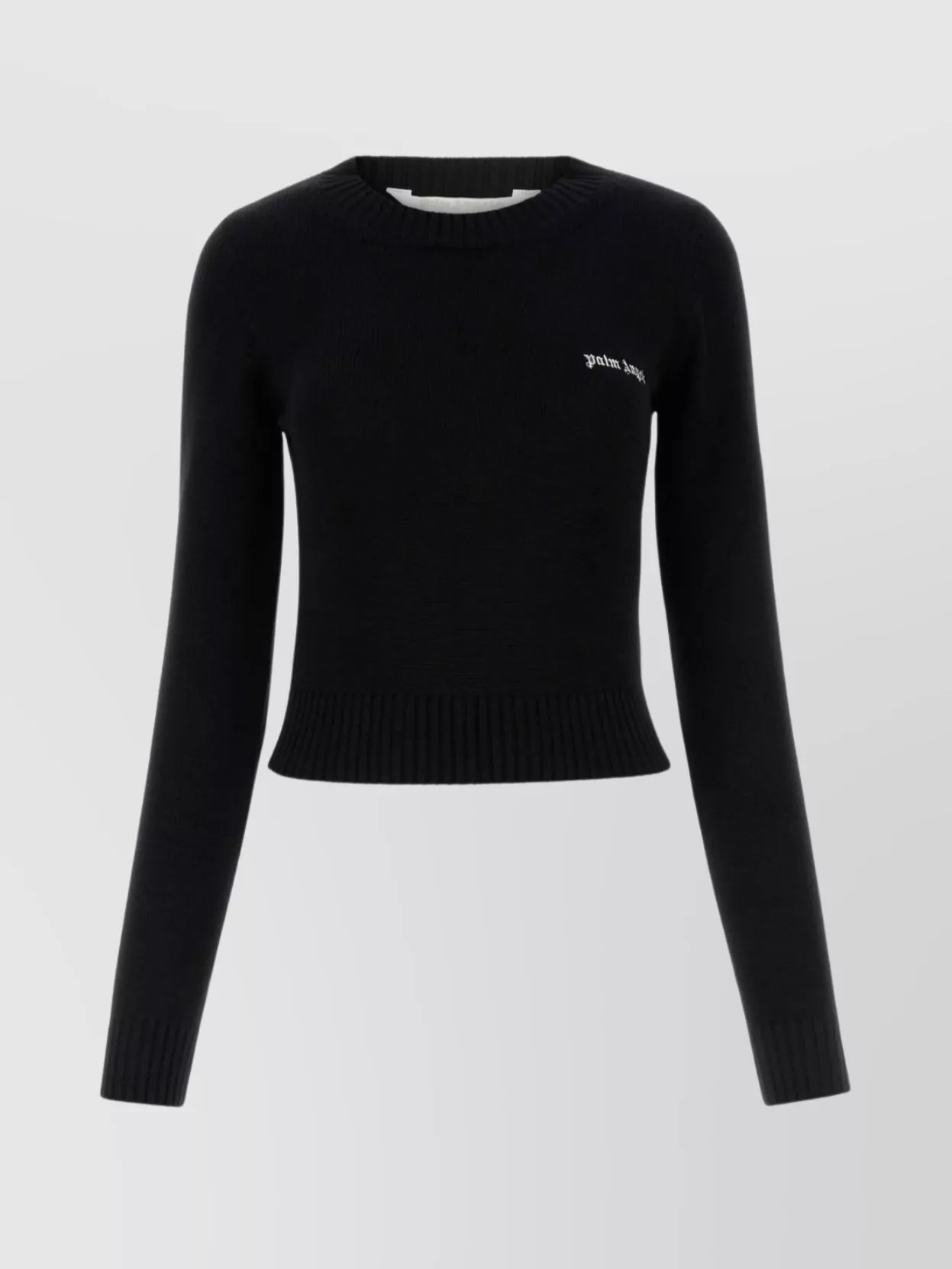 Shop Palm Angels Crew Neck Knit With Ribbed Hem And Cuffs