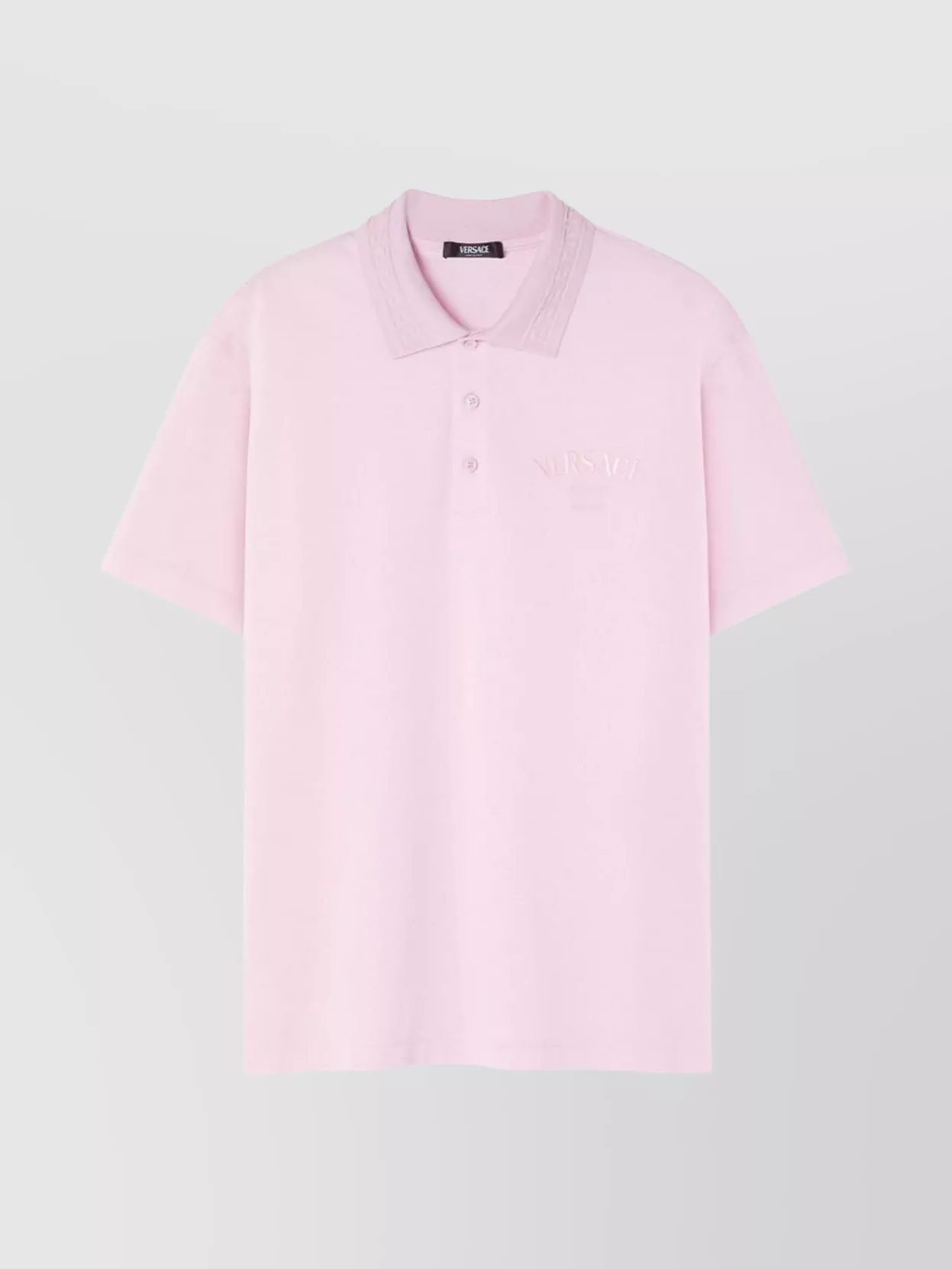 Versace Piqué Cotton Polo Shirt In Pink