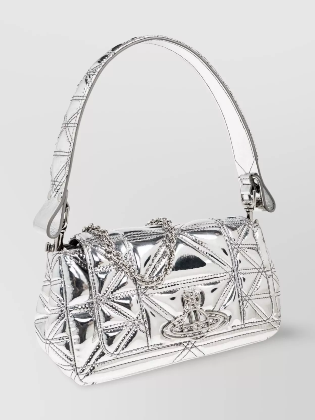 Vivienne Westwood Quilted Chain Shoulder Bag With Metallic Finish