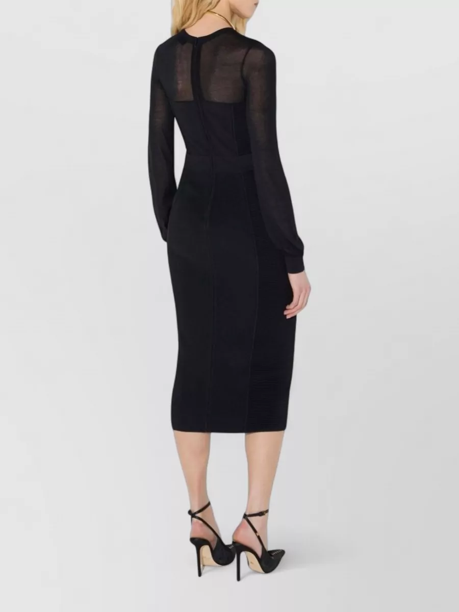 Elisabetta Franchi Ribbed Jacquard Midi Dress