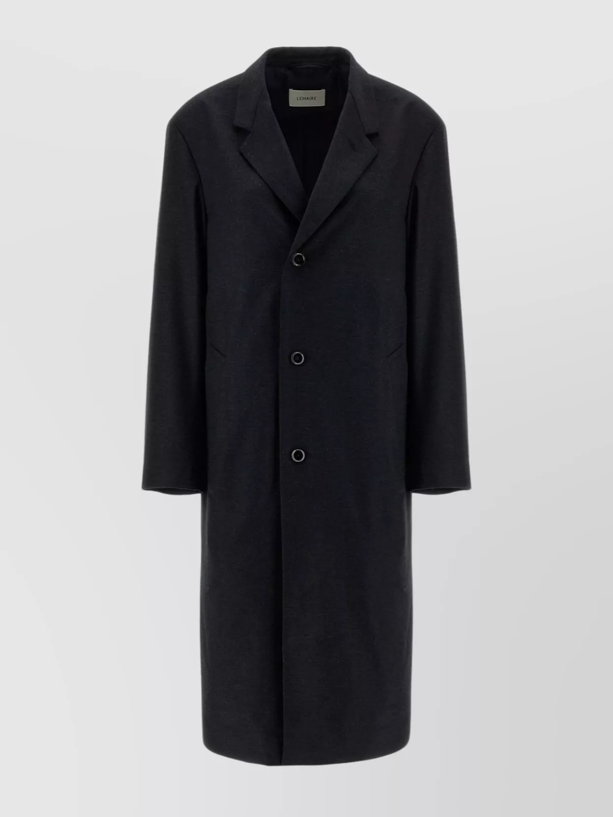 Lemaire Chesterfield Coat With Notched Lapels And Pockets In Black