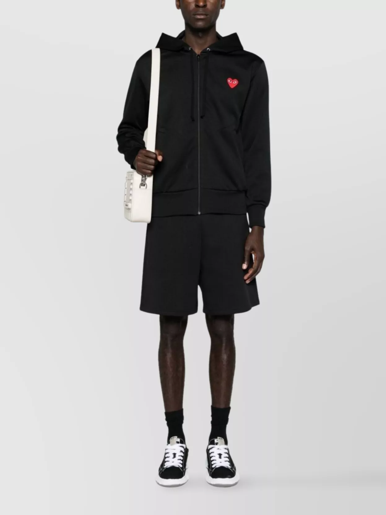 Comme Des Garçons Logo Cotton Hoodie With Drawstring Hood