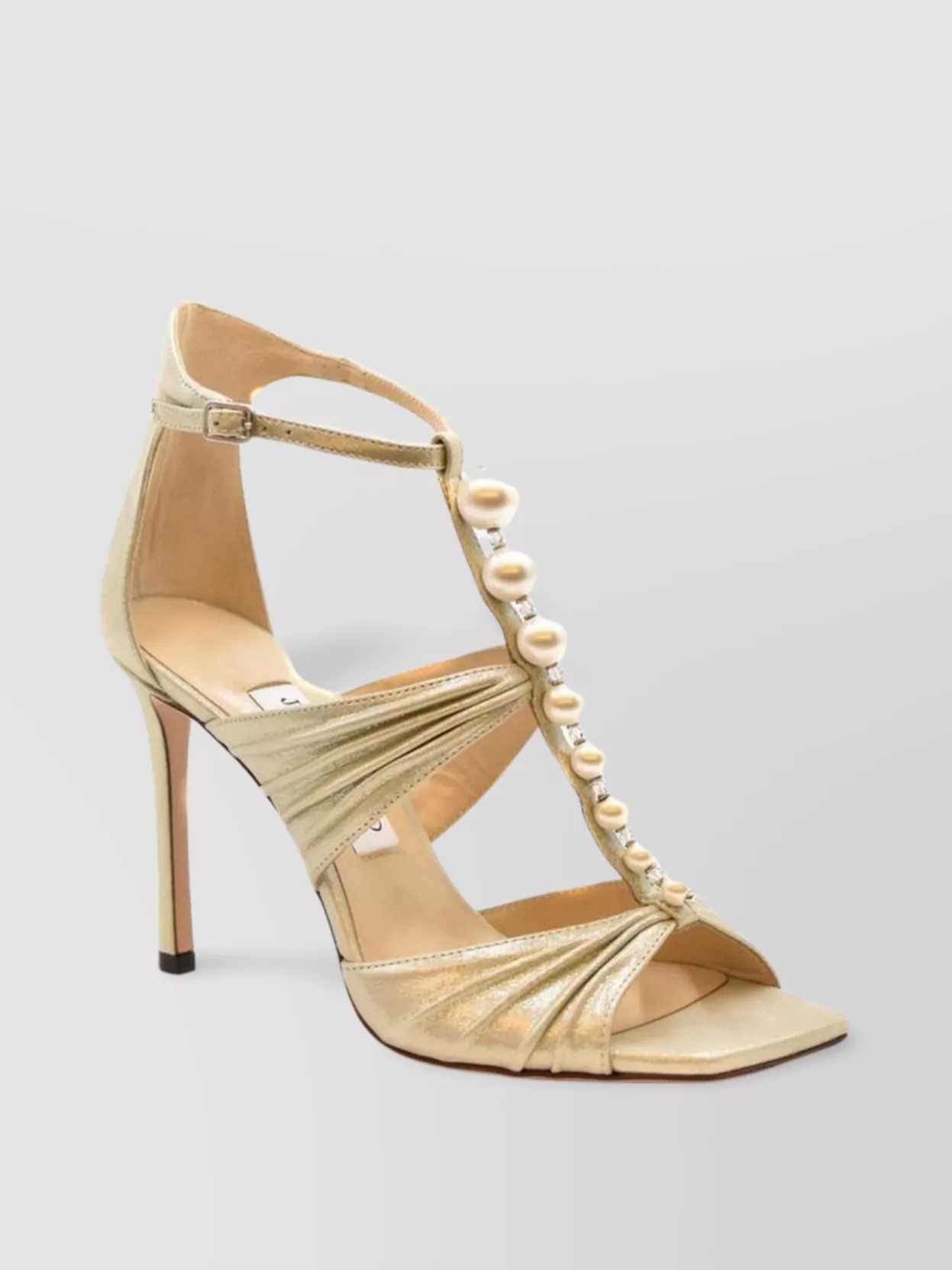 Jimmy Choo Open Toe Pearl T-bar Sandals In Neutral