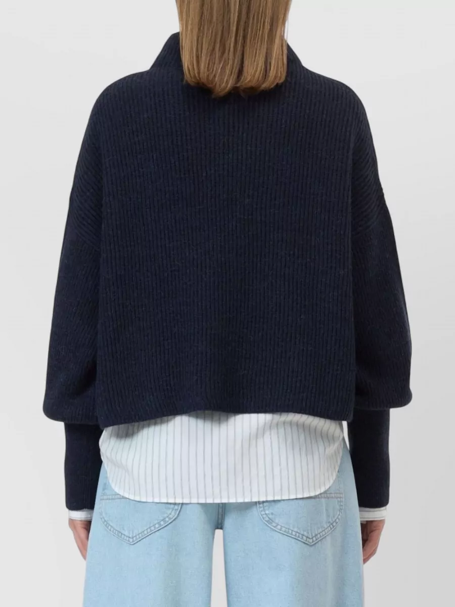 Closed Ribbed Funnel Neck Jumper