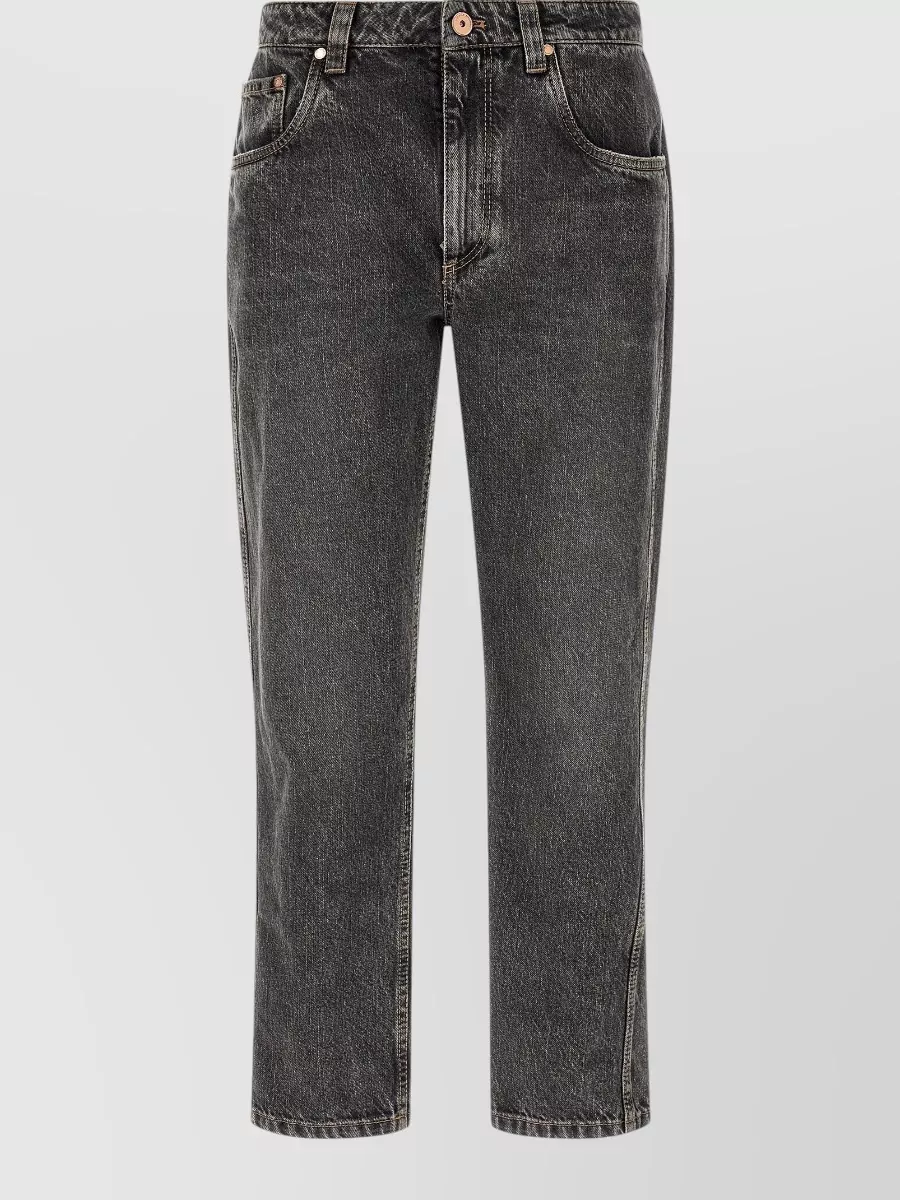 Brunello Cucinelli Cropped Straight-Leg Denim Jeans