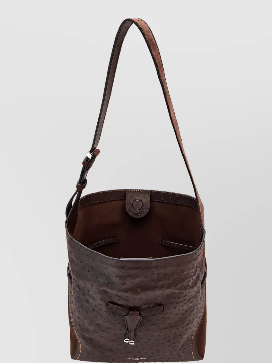 Gianni Chiarini Leather ostrich-print shoulder bag